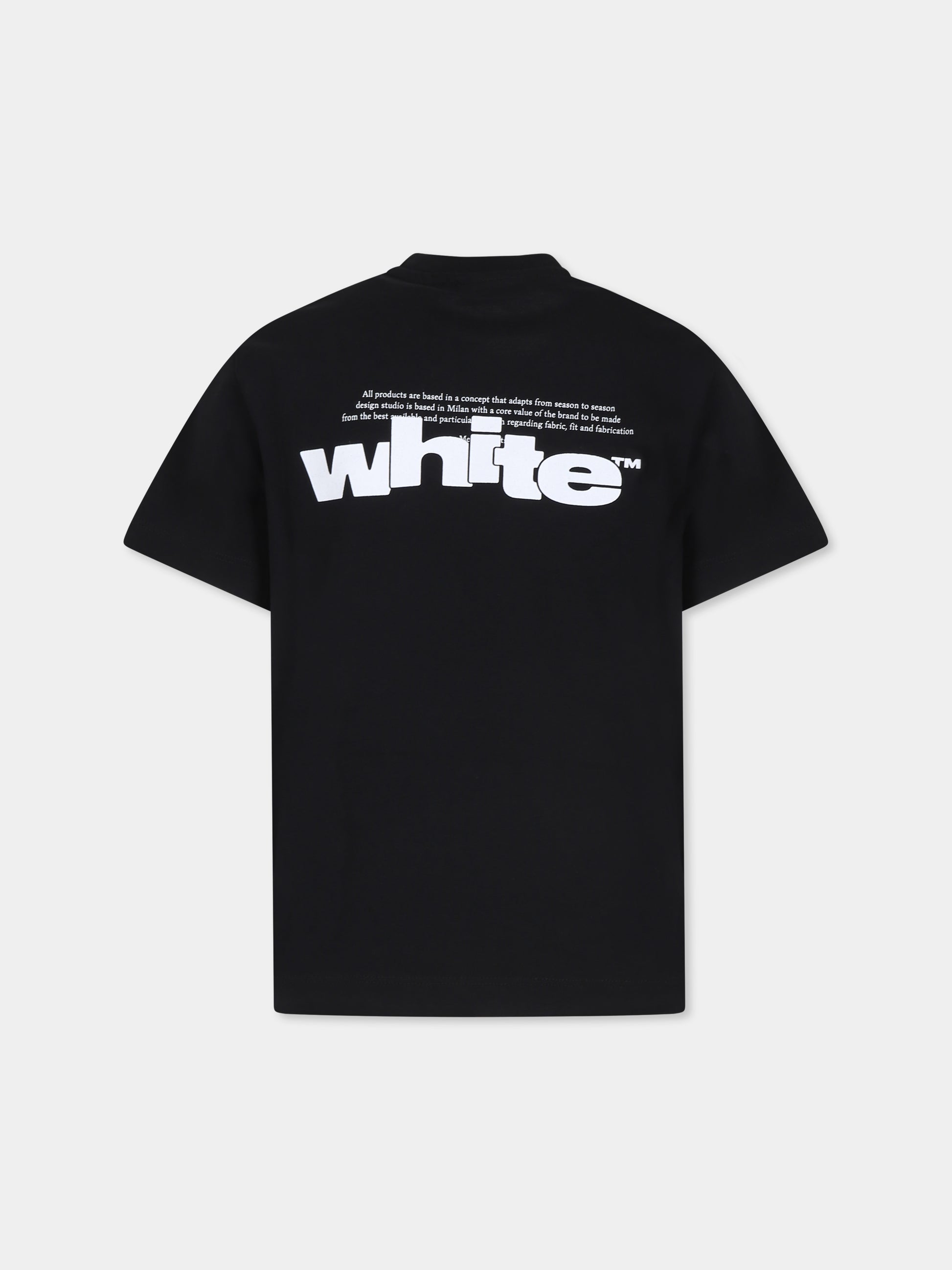 T-shirt nera per bambino con logo,Off White,OBAA002F24JER0081001