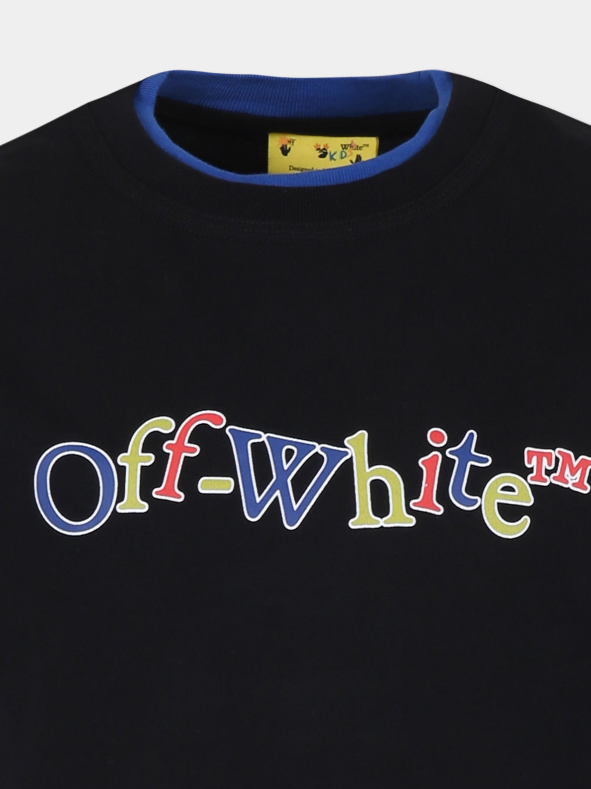 T-shirt nera per bambino con logo,Off White,OBAA012F24JER0011014