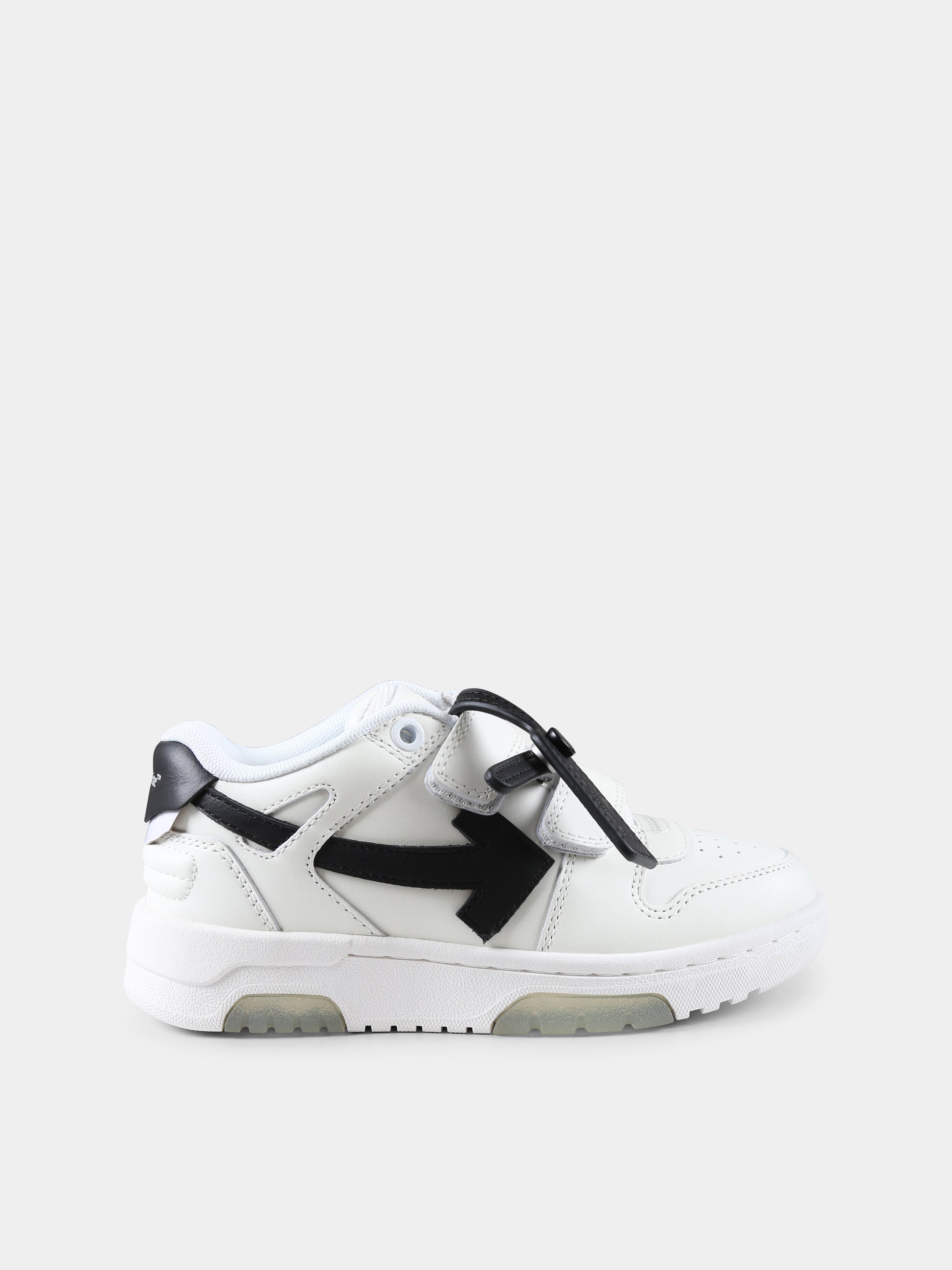 Sneakers Out of Office bianche per bambino con iconica freccia,Off White,OBIA008C99LEA0020110