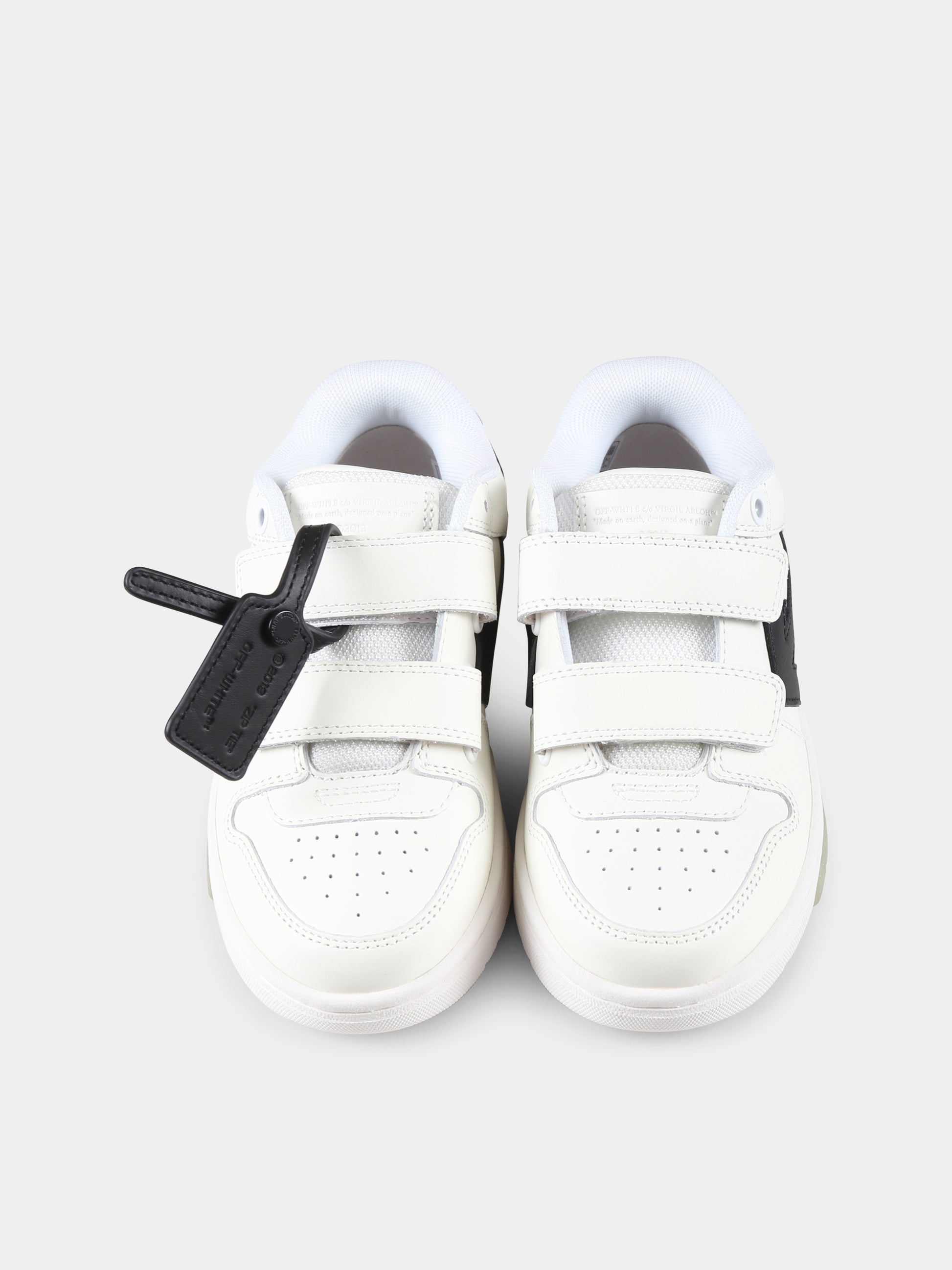 Sneakers Out of Office bianche per bambino con iconica freccia,Off White,OBIA008C99LEA0020110