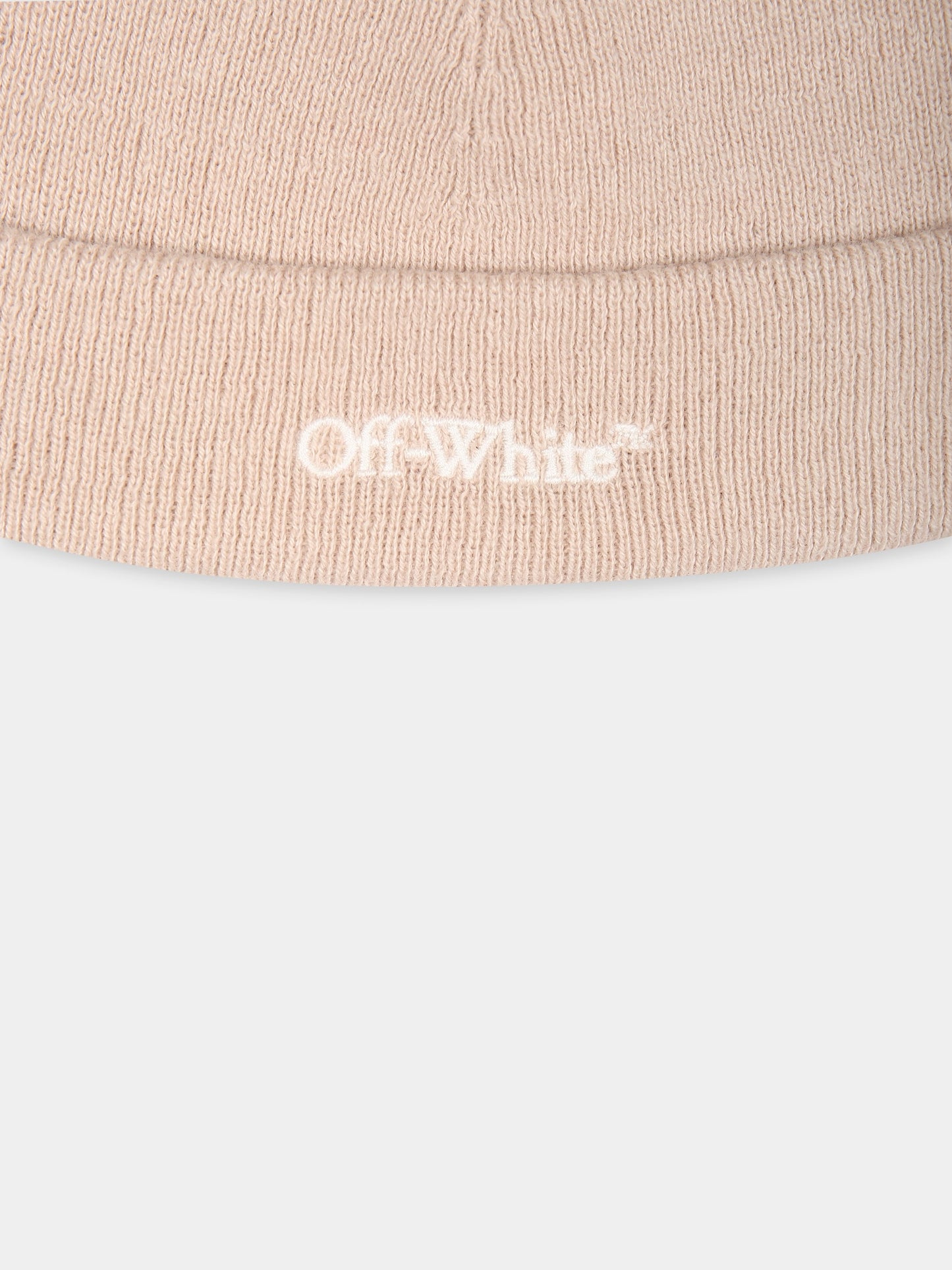 Berretto beige per neonato con logo,Off White,OBXS001F24KNI0011701