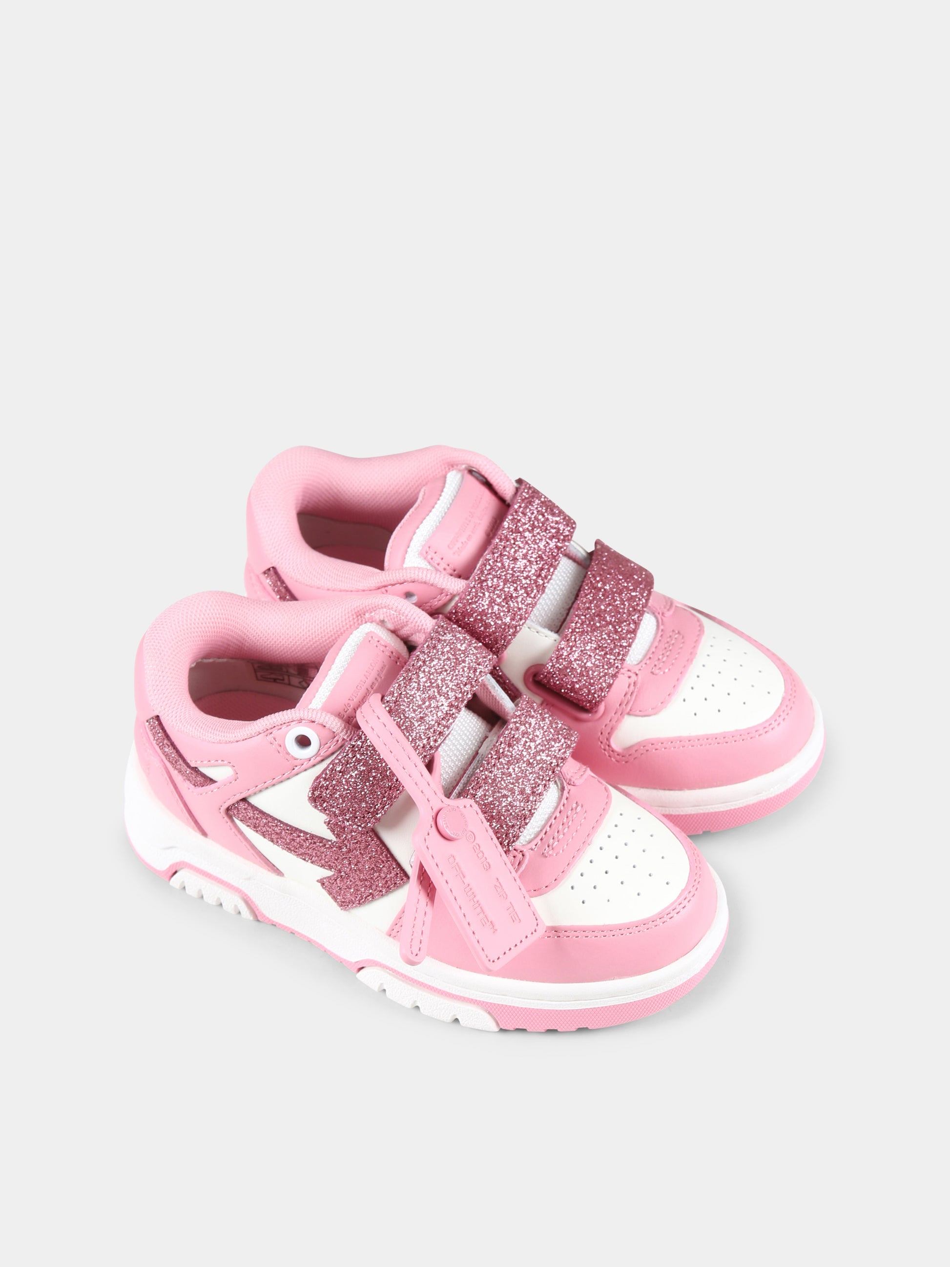 Sneakers Out of Office rosa per bambina con freccia,Off White,OGIA005F24LEA0020130