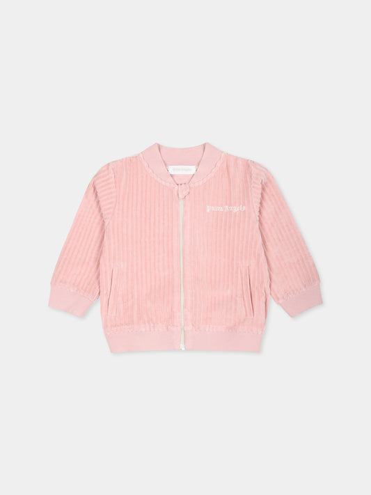 Felpa rosa per neonata con logo,Palm Angels,PG3X002F24FLE0013103