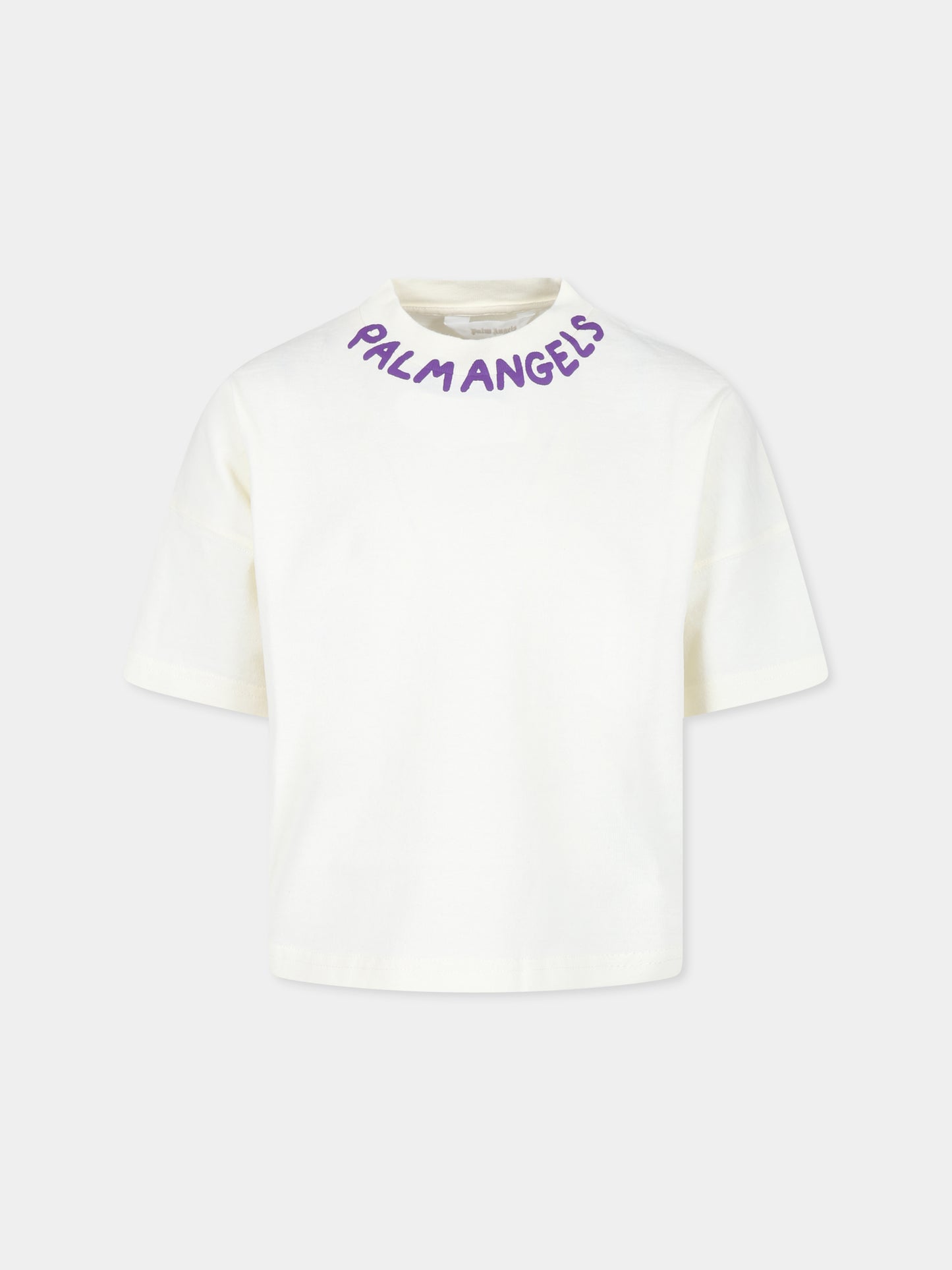 T-shirt bianca per bambina con logo,Palm Angels,PGAA001F24JER0010437