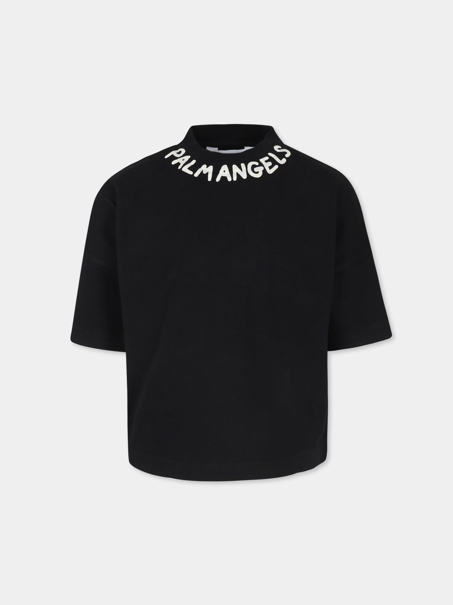T-shirt nera per bambino con logo,Palm Angels,PBAA002F24JER0011004