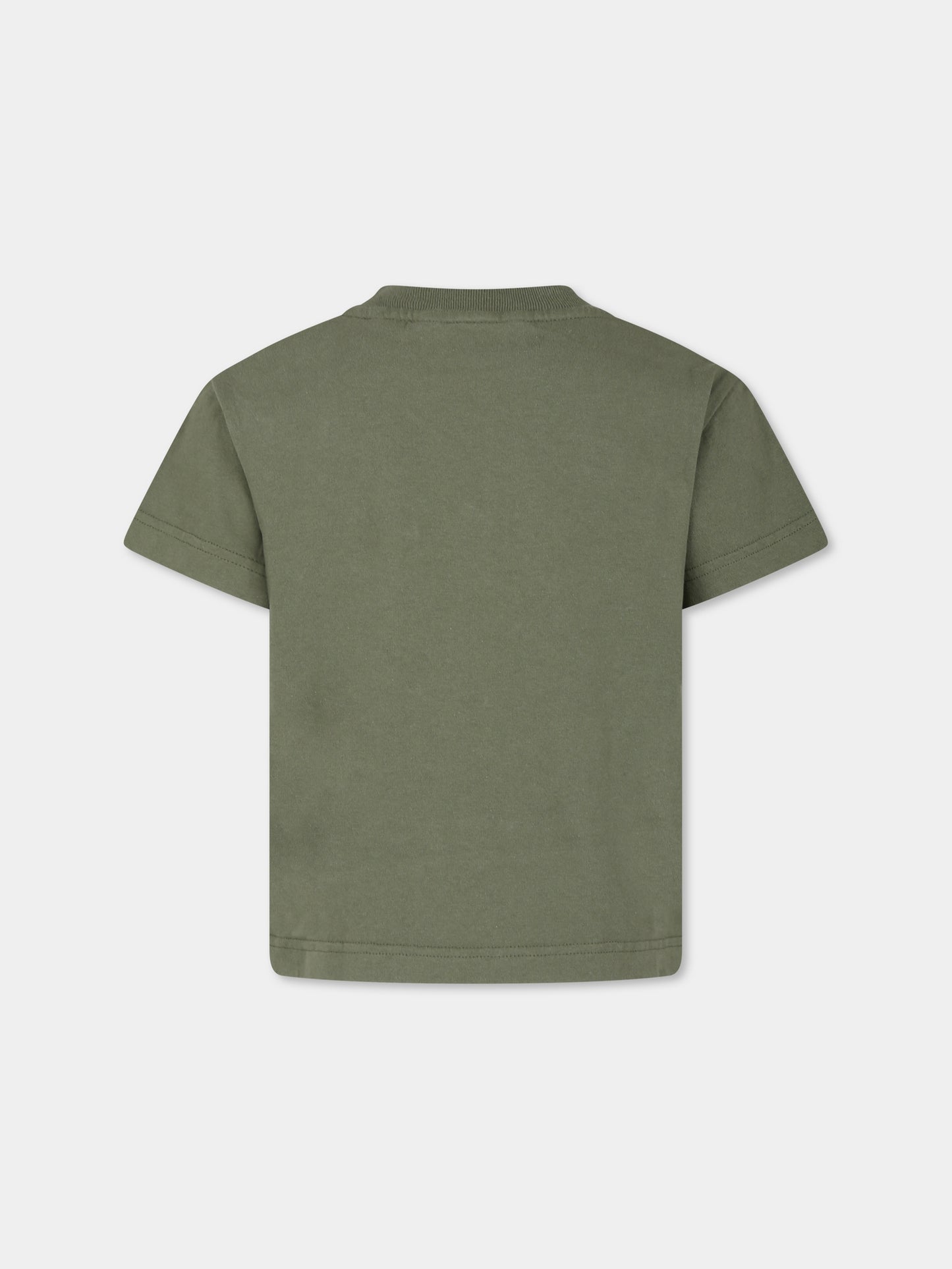 T-shirt verde per bambino con orso,Palm Angels,PBAA003C99JER0055660