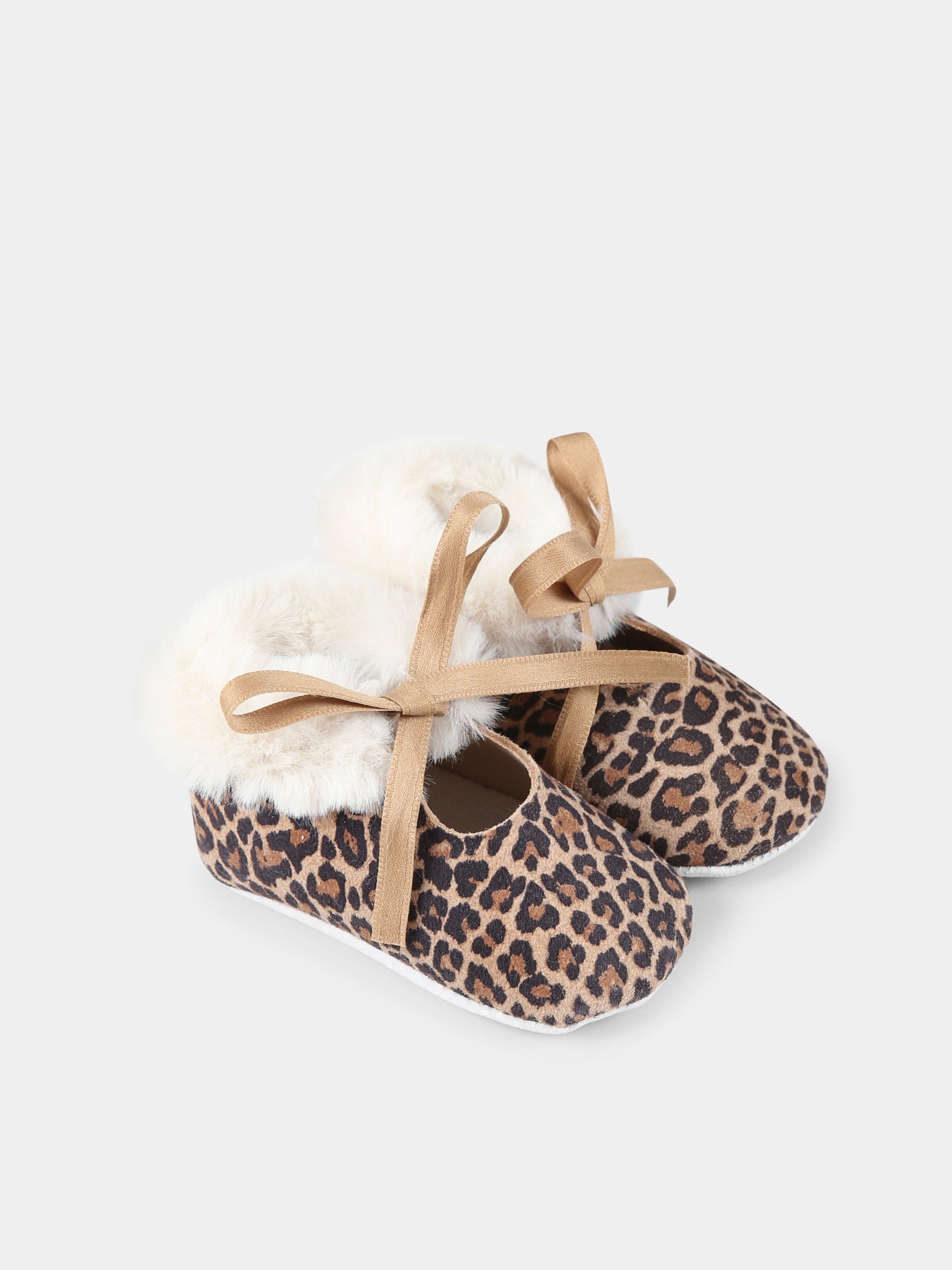 Ballerine marroni per neonata con stampa leopardata,Tartine Et Chocolat,TZ80001 1724H