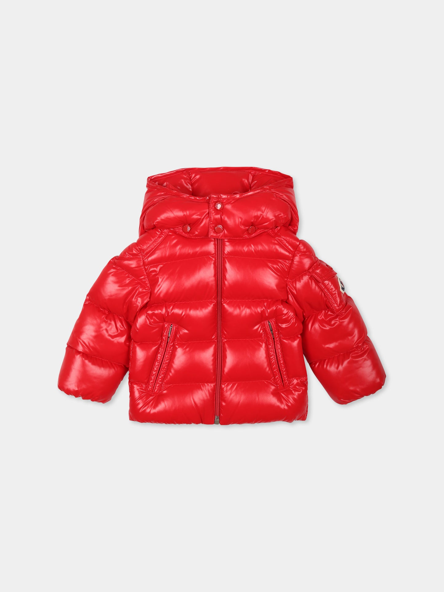 Piumino Maya rosso per neonati con patch logato,Moncler Kids,J2951 1A00027 68950 455