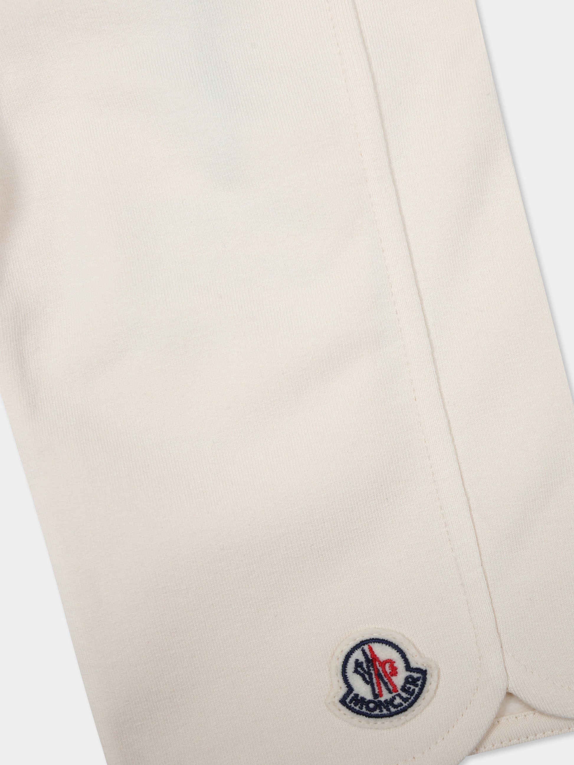 Pantaloni avorio per neonata con patch logato,Moncler Kids,J2951 8H00005 89A23 050