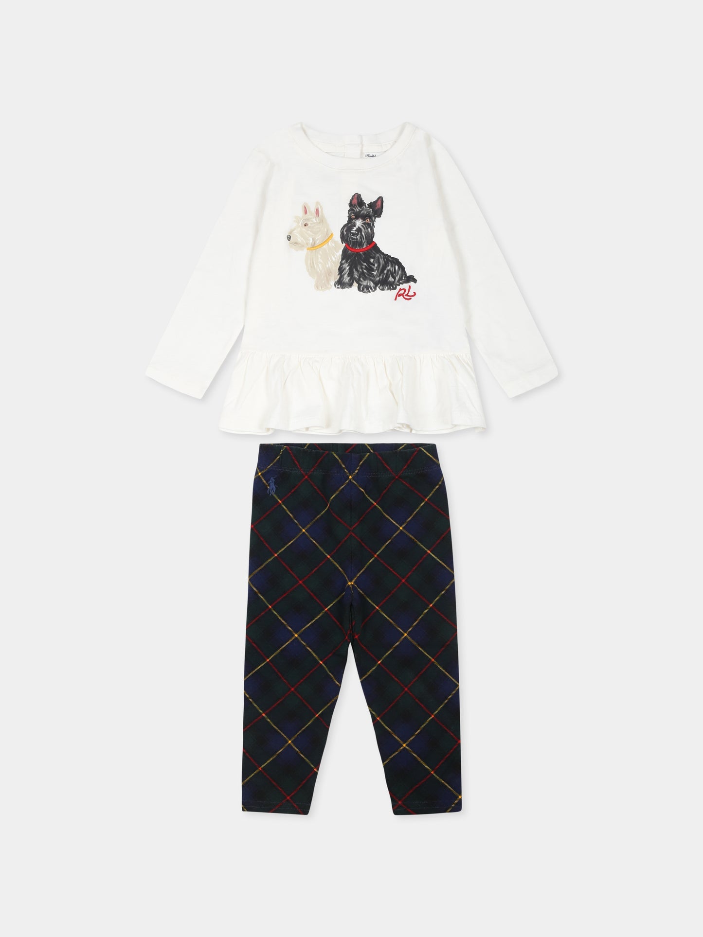 Completo avorio per neonata con stampa cani,Ralph Lauren Kids,952377001