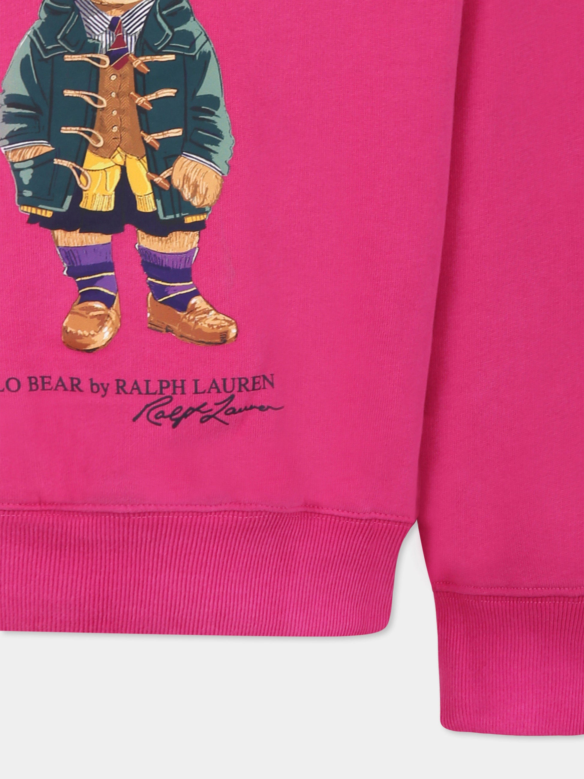 Felpa fucsia per bambina con iconico Polo Bear,Ralph Lauren Kids,951082001