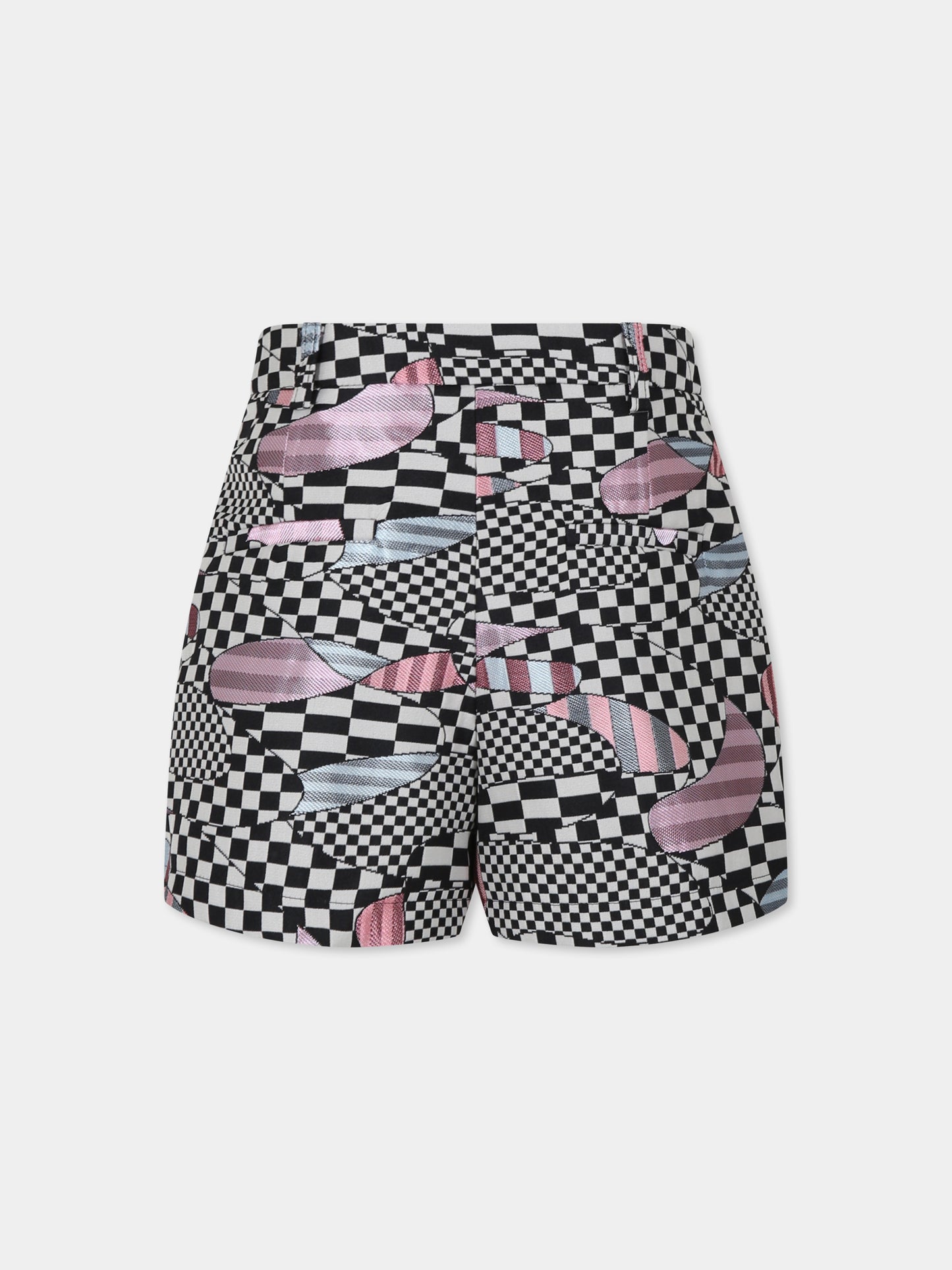 Shorts neri per bambina con stampa astratta,Emilio Pucci Junior,PV6B69 B0081 930AV