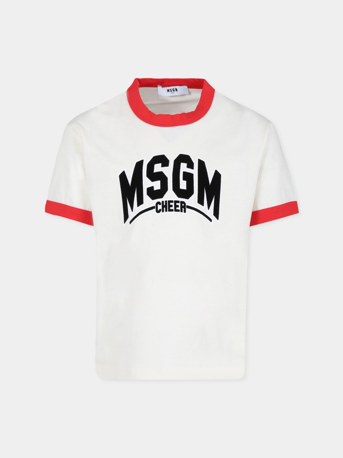 T-shirt avorio per bambino con logo,Msgm Kids,F4MSJBTH224 013