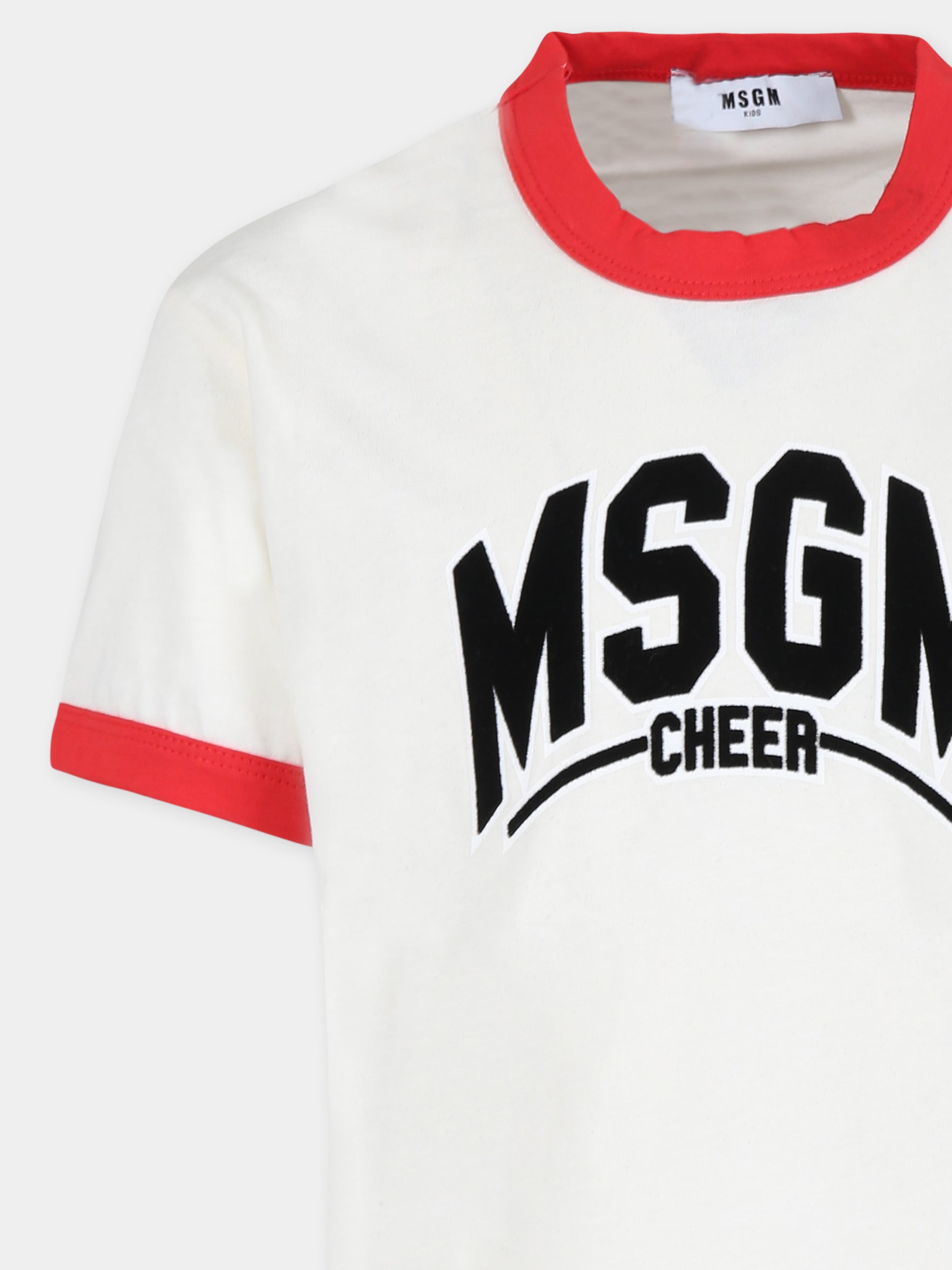 T-shirt avorio per bambino con logo,Msgm Kids,F4MSJBTH224 013