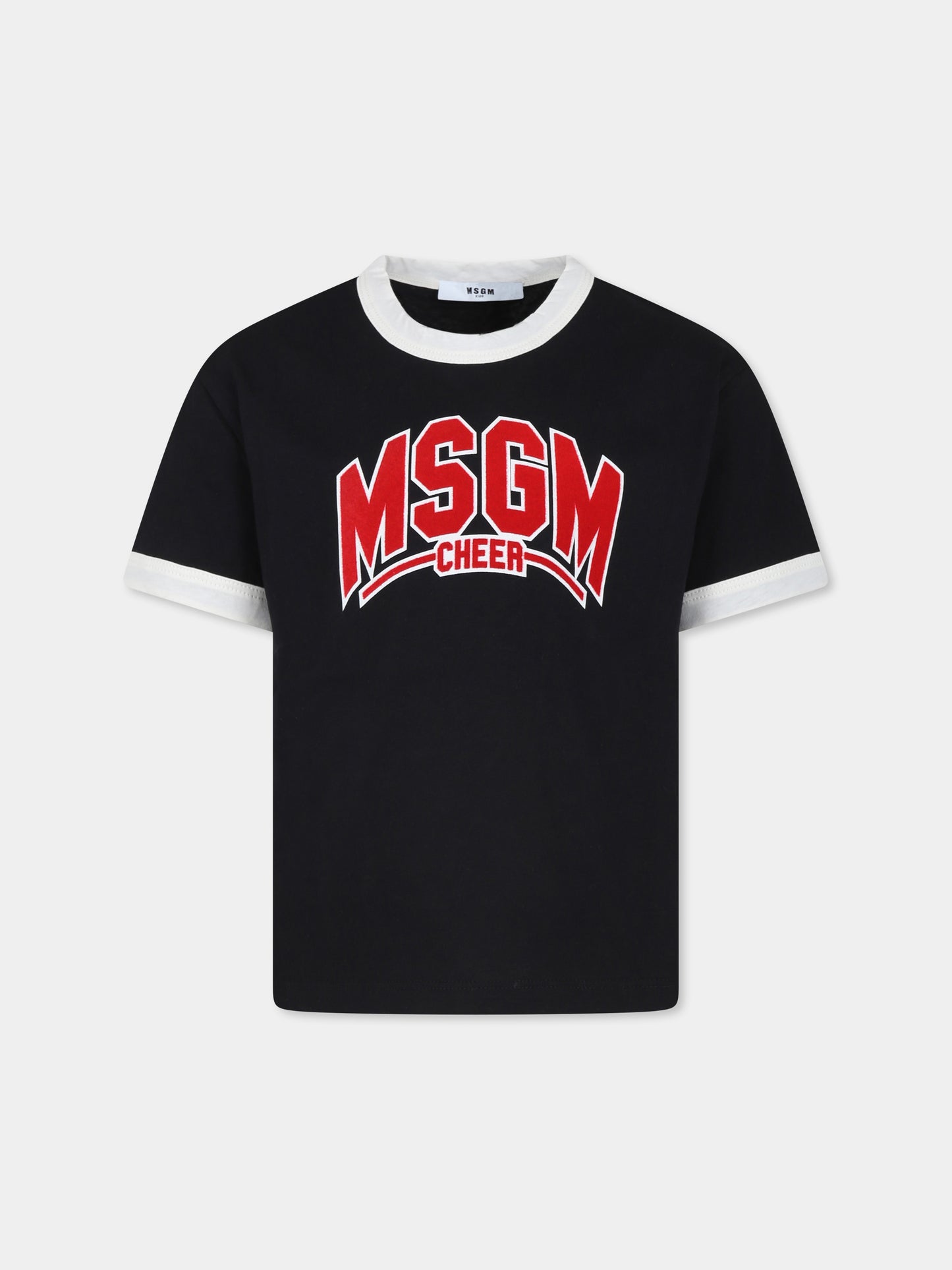 T-shirt nera per bambino con logo,Msgm Kids,F4MSJBTH224 110