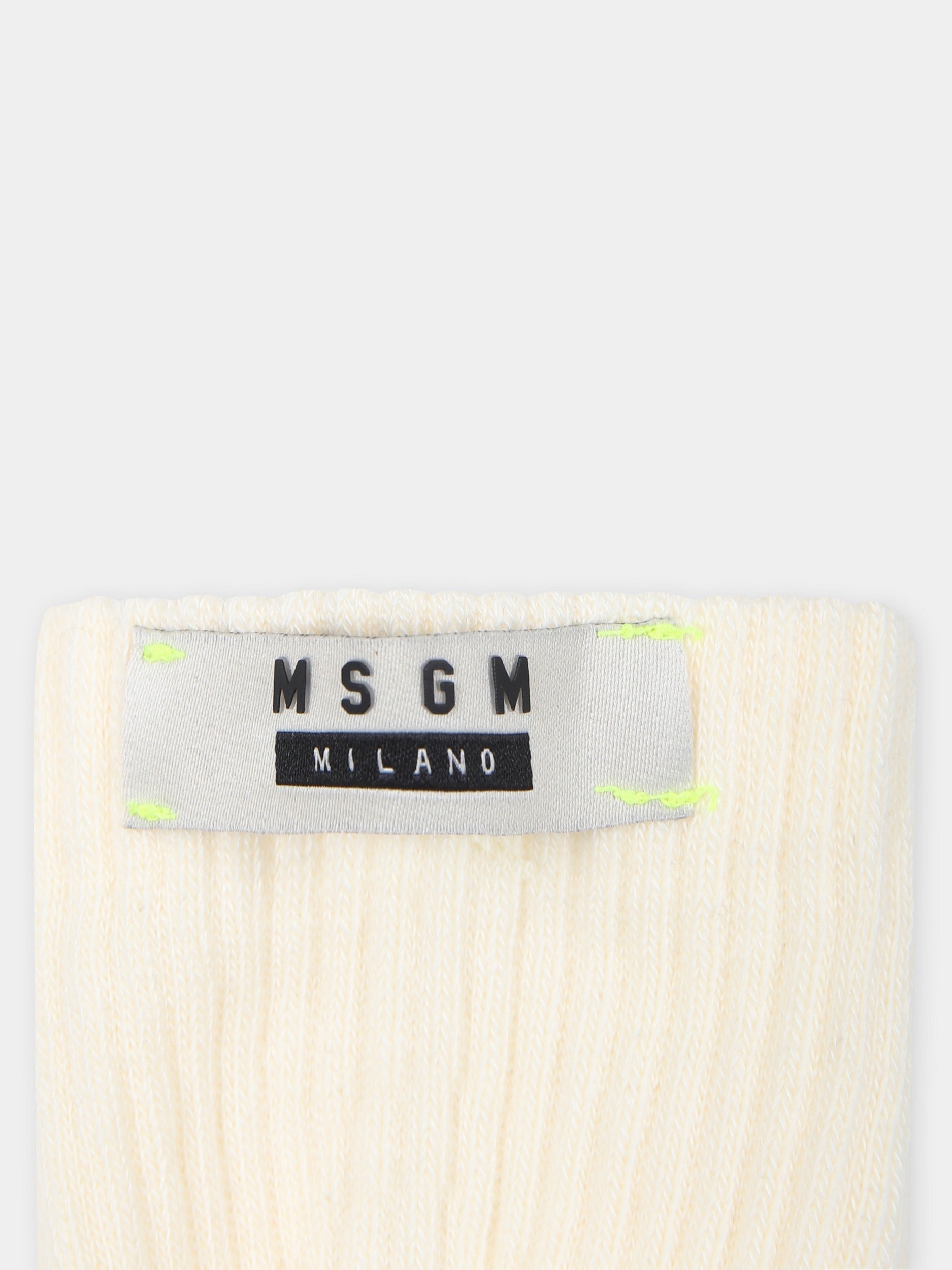 Calze avorio per bambini con logo,Msgm Kids,F4MSJUSO179 260