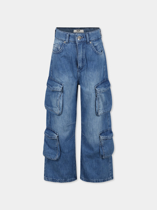 Jeans blu per bambino con logo,Msgm Kids,F4MSJBDP091 126