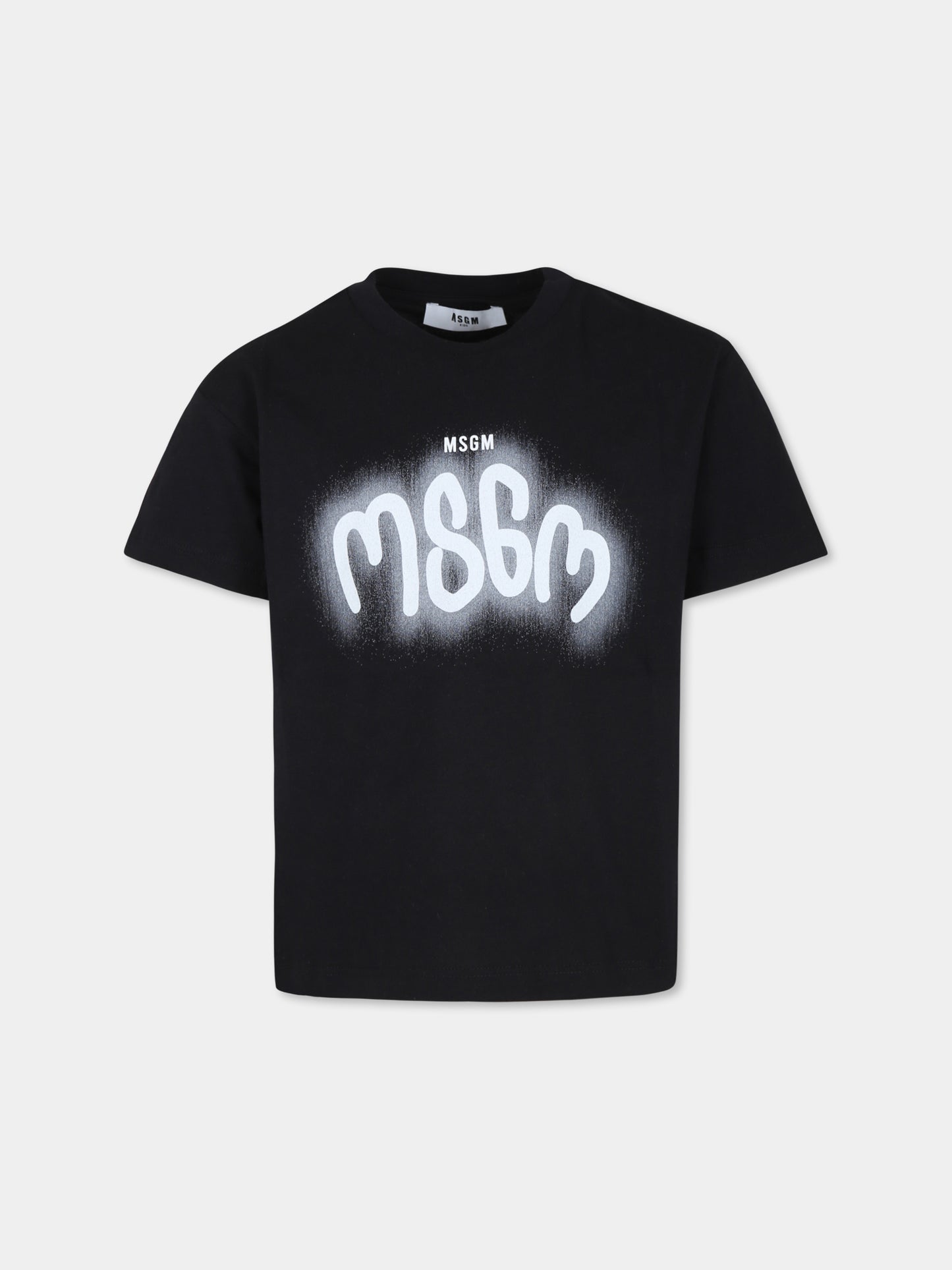 T-shirt nera per bambino con logo,Msgm Kids,F4MSJBTH097 110