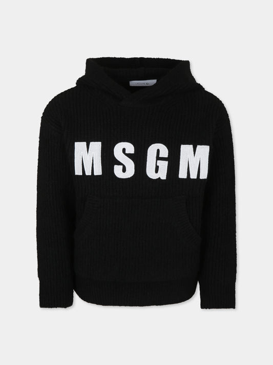 Maglione nero per bambini con logo