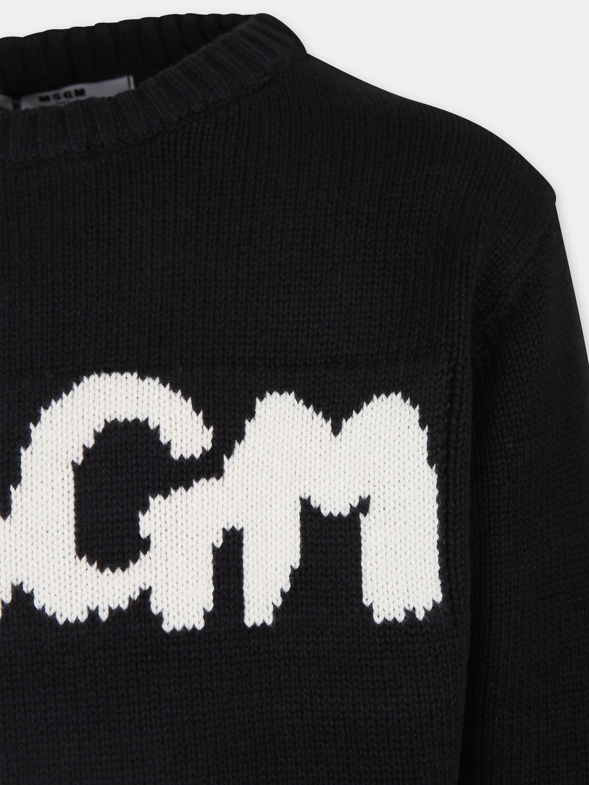 Maglione nero per bambini con logo,Msgm Kids,F4MSJUJP075 110