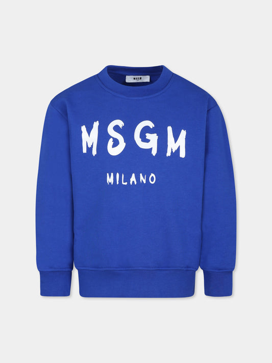 Felpa blu per bambini con logo,Msgm Kids,F4MSJUSW291 130