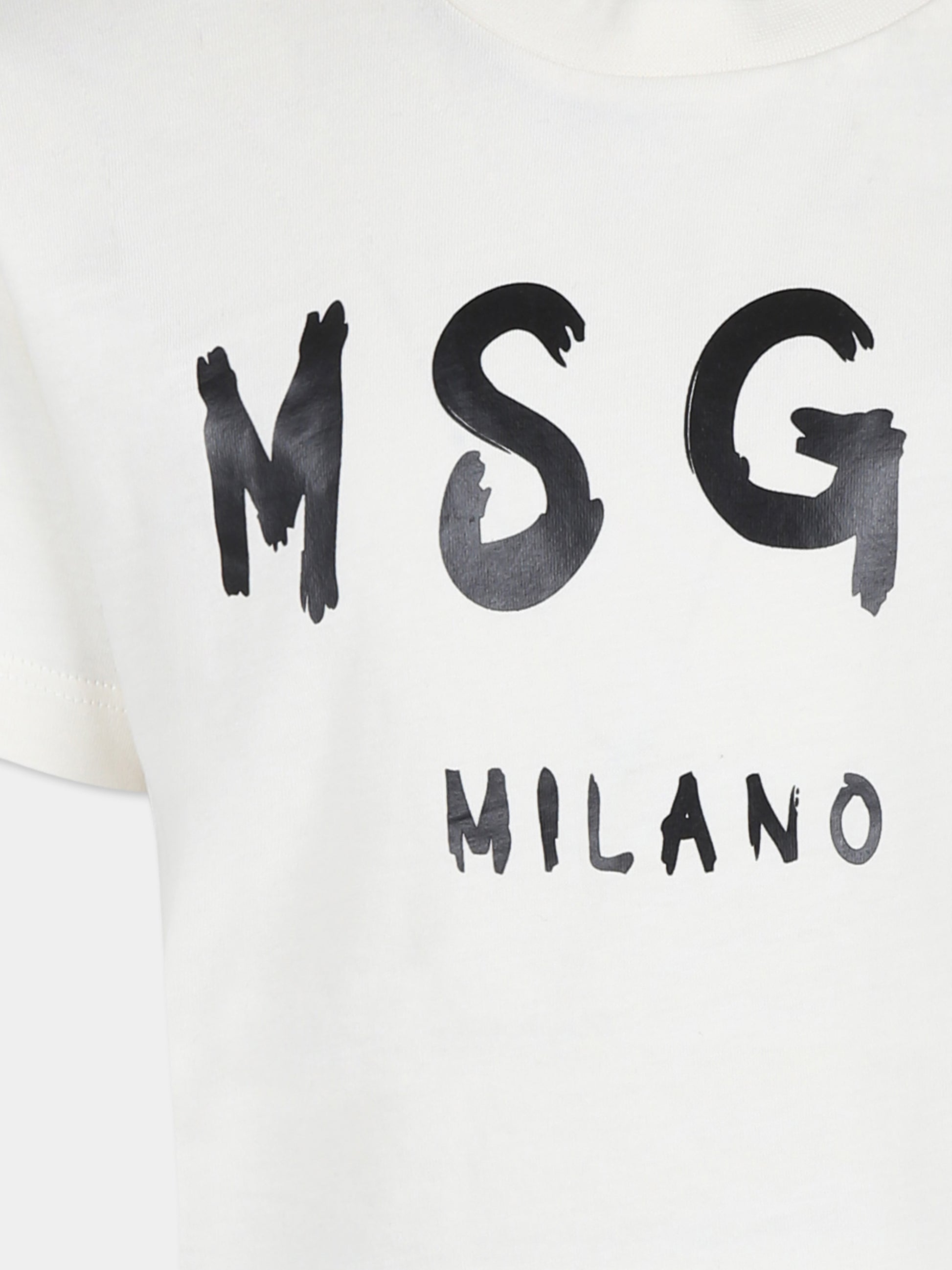 T-shirt avorio per bambini con logo,Msgm Kids,F4MSJUTH290 013