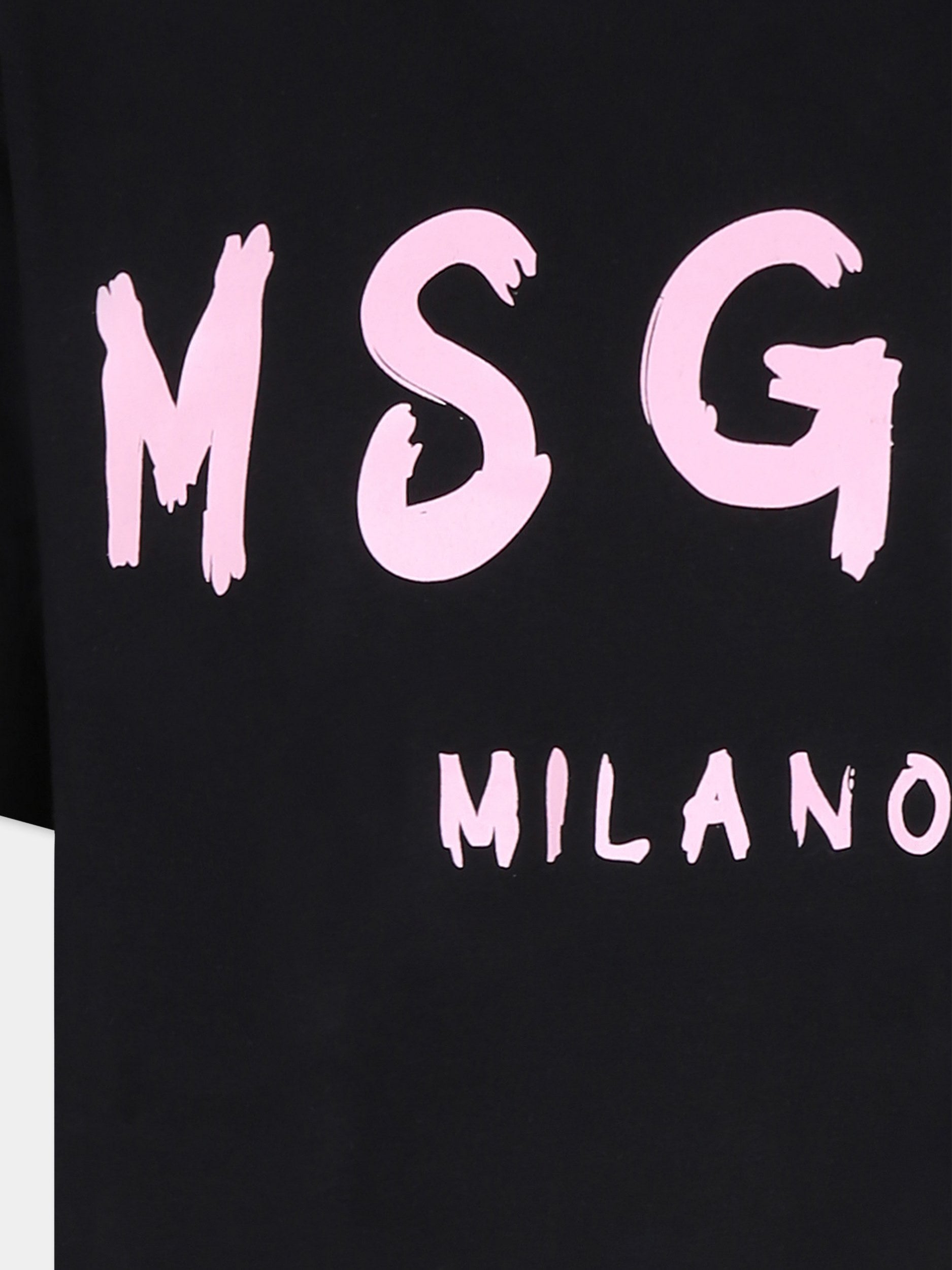 T-shirt nera per bambina con logo,Msgm Kids,F4MSJUTH290 110/08