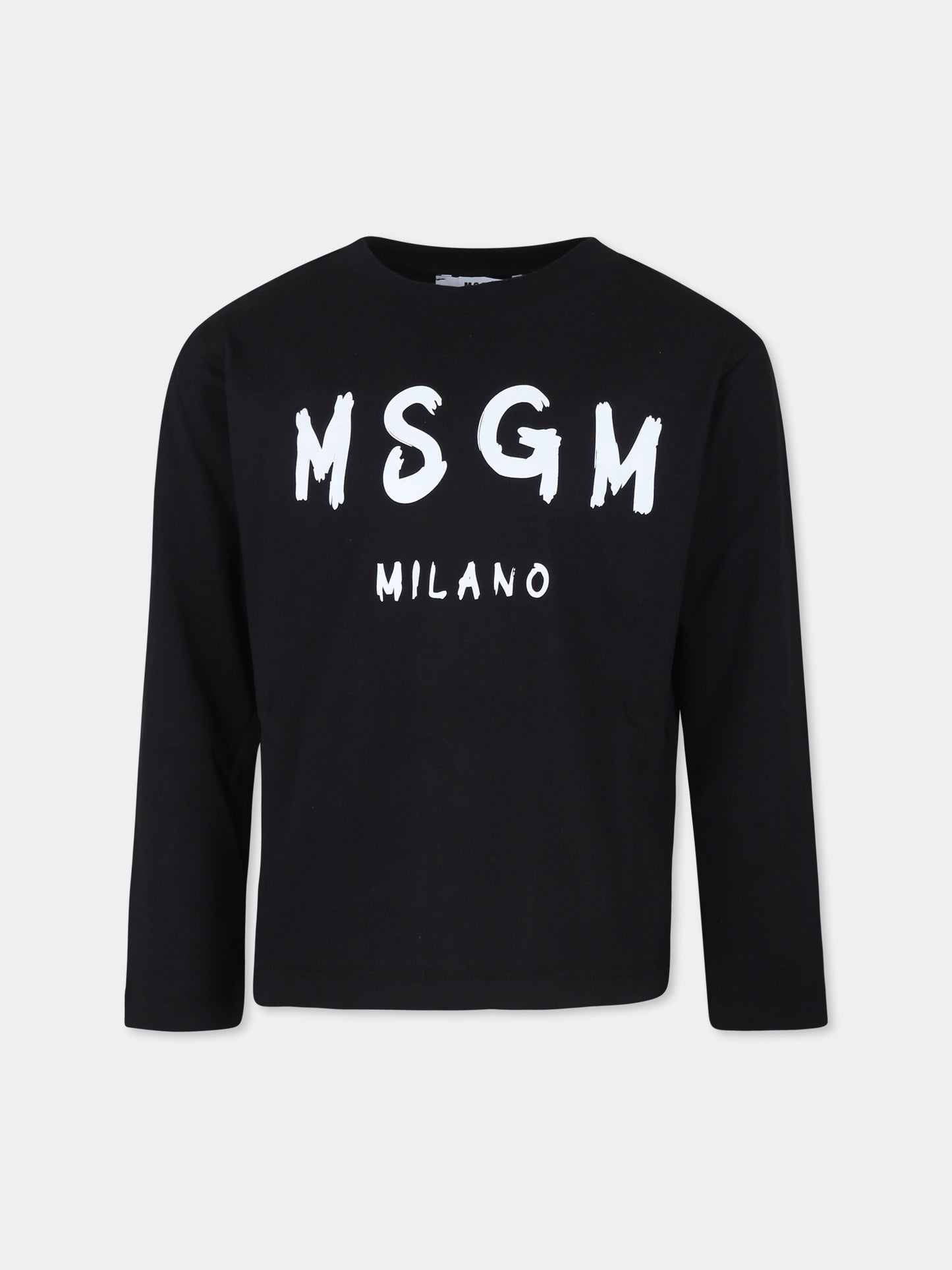 T-shirt nera per bambini con logo,Msgm Kids,F4MSJUTH292 110