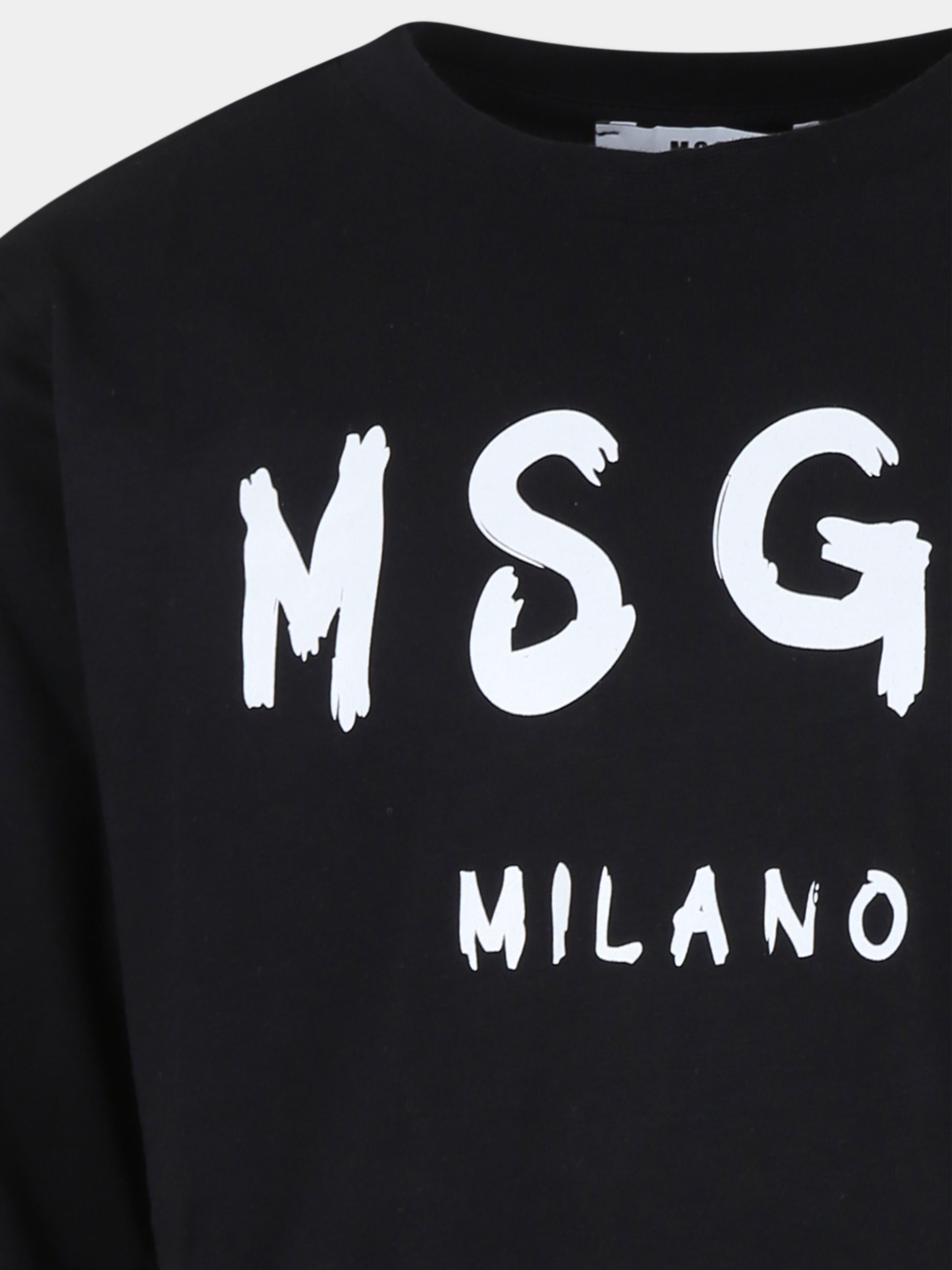 T-shirt nera per bambini con logo,Msgm Kids,F4MSJUTH292 110