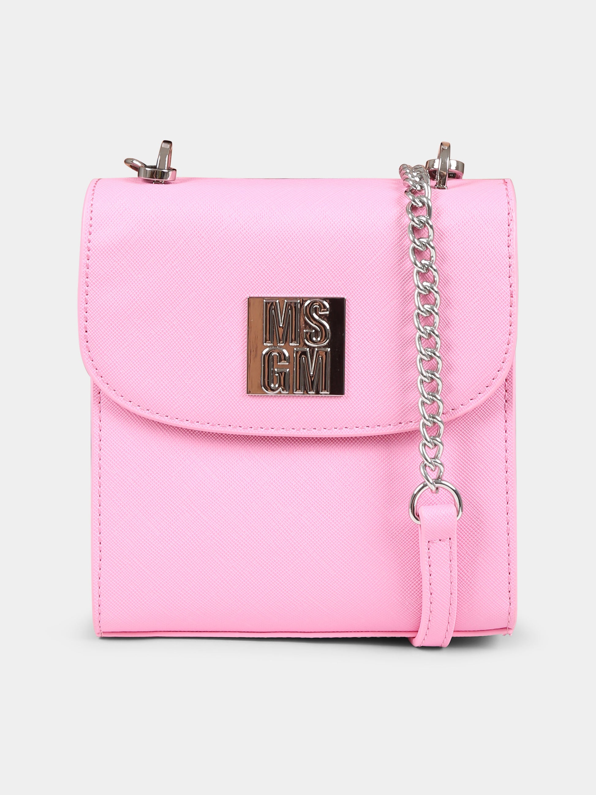 Borsa rosa per bambina con logo,Msgm Kids,F4MSJGBA154 042