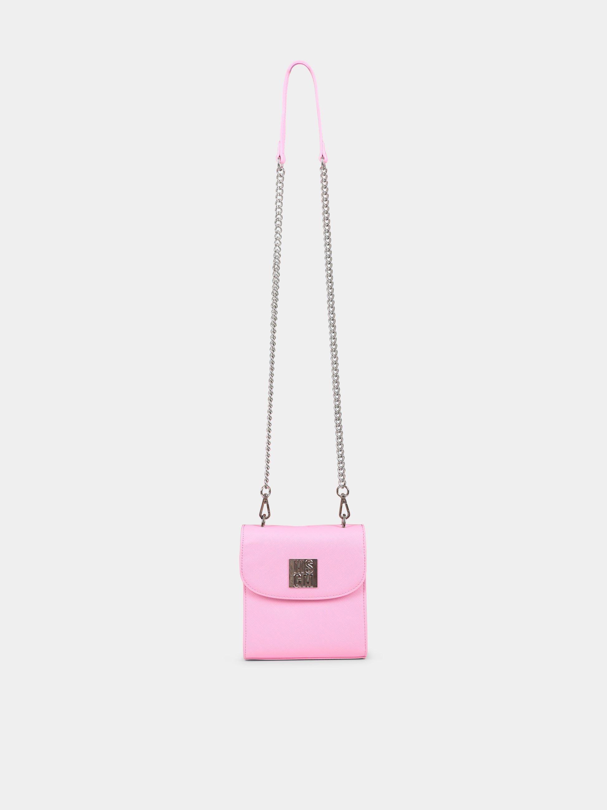 Borsa rosa per bambina con logo,Msgm Kids,F4MSJGBA154 042