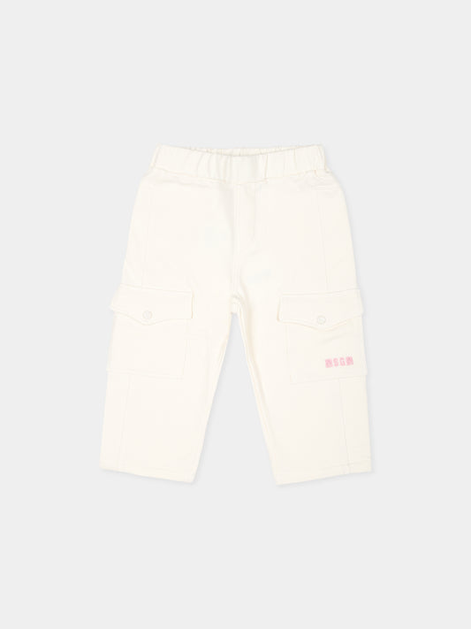 Pantaloni cargo avorio per neonata,Msgm Kids,F4MSNGPA050 013