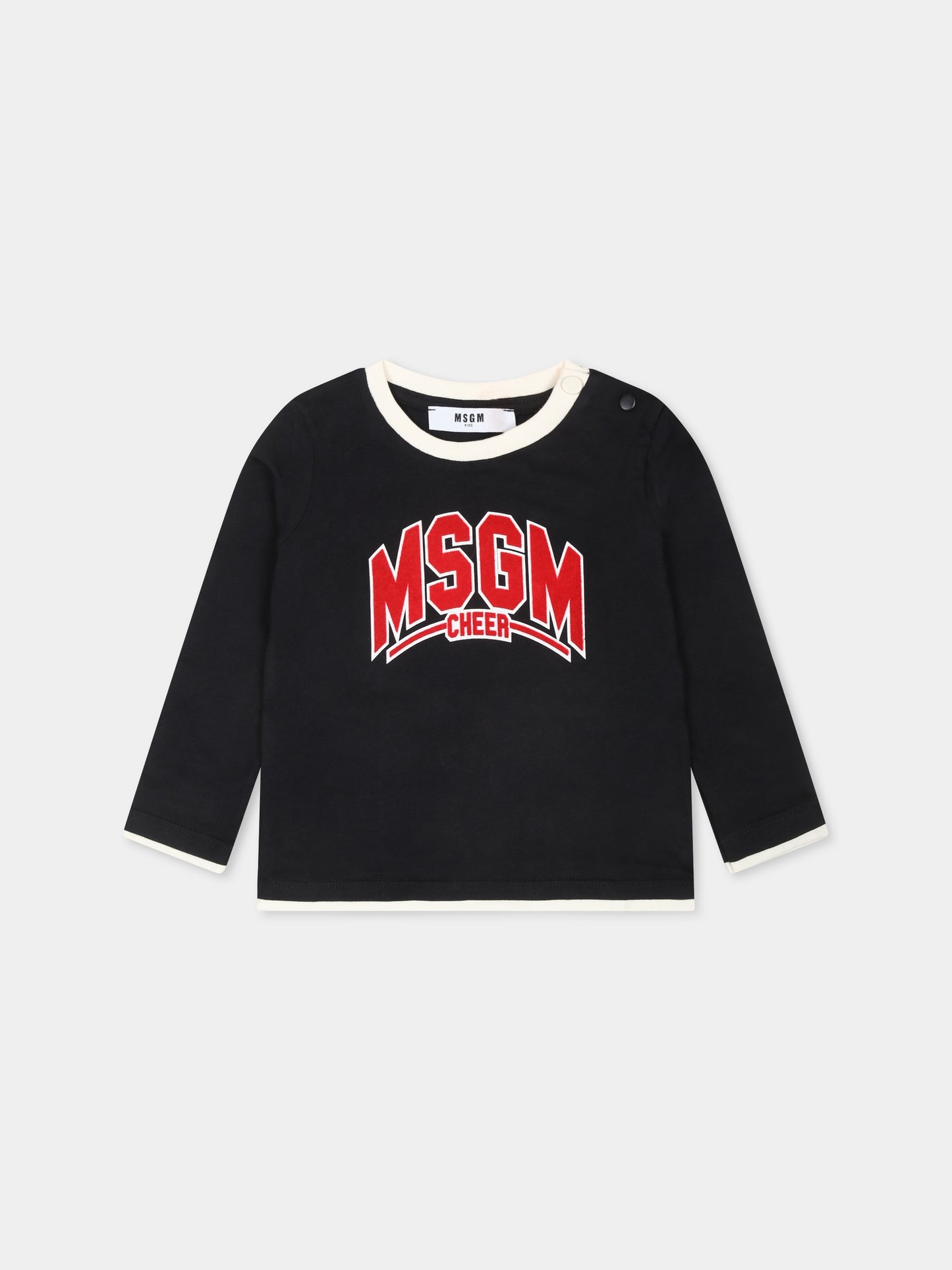 T-shirt nera per neonato con logo,Msgm Kids,F4MSNBTH263 110