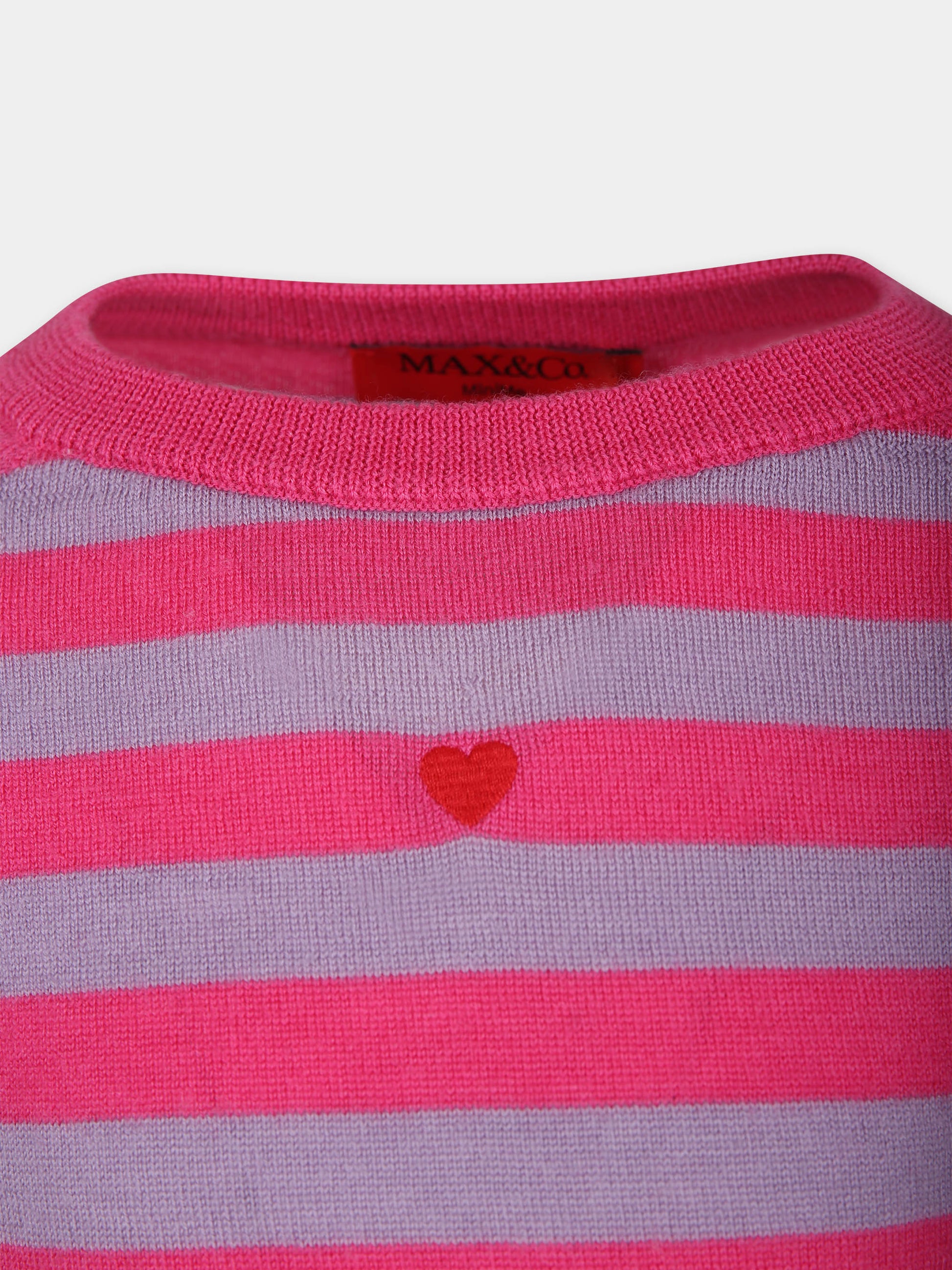 Maglione fucsia per bambina con cuore,Max&co,MX0003 MX005 MAXK1F MXC04