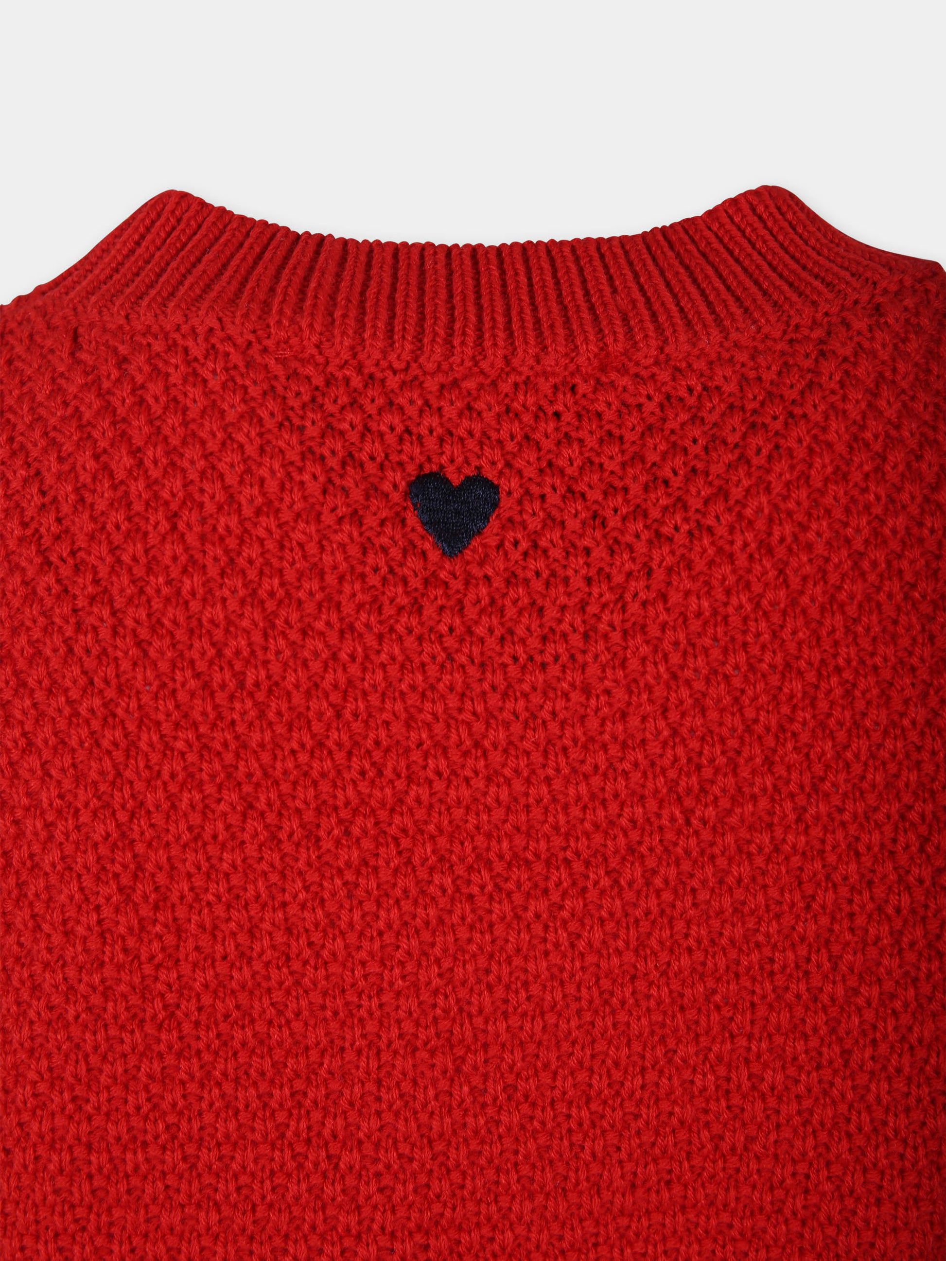 Maglione crop rosso per bambina con cuore,Max&co,MX0068 MX043 MAXK4F MX400