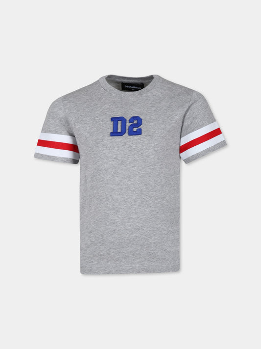 T-shirt grigia per bambino con logo D2,Dsquared2,DQ2463 D001E D2T1076U DQ911