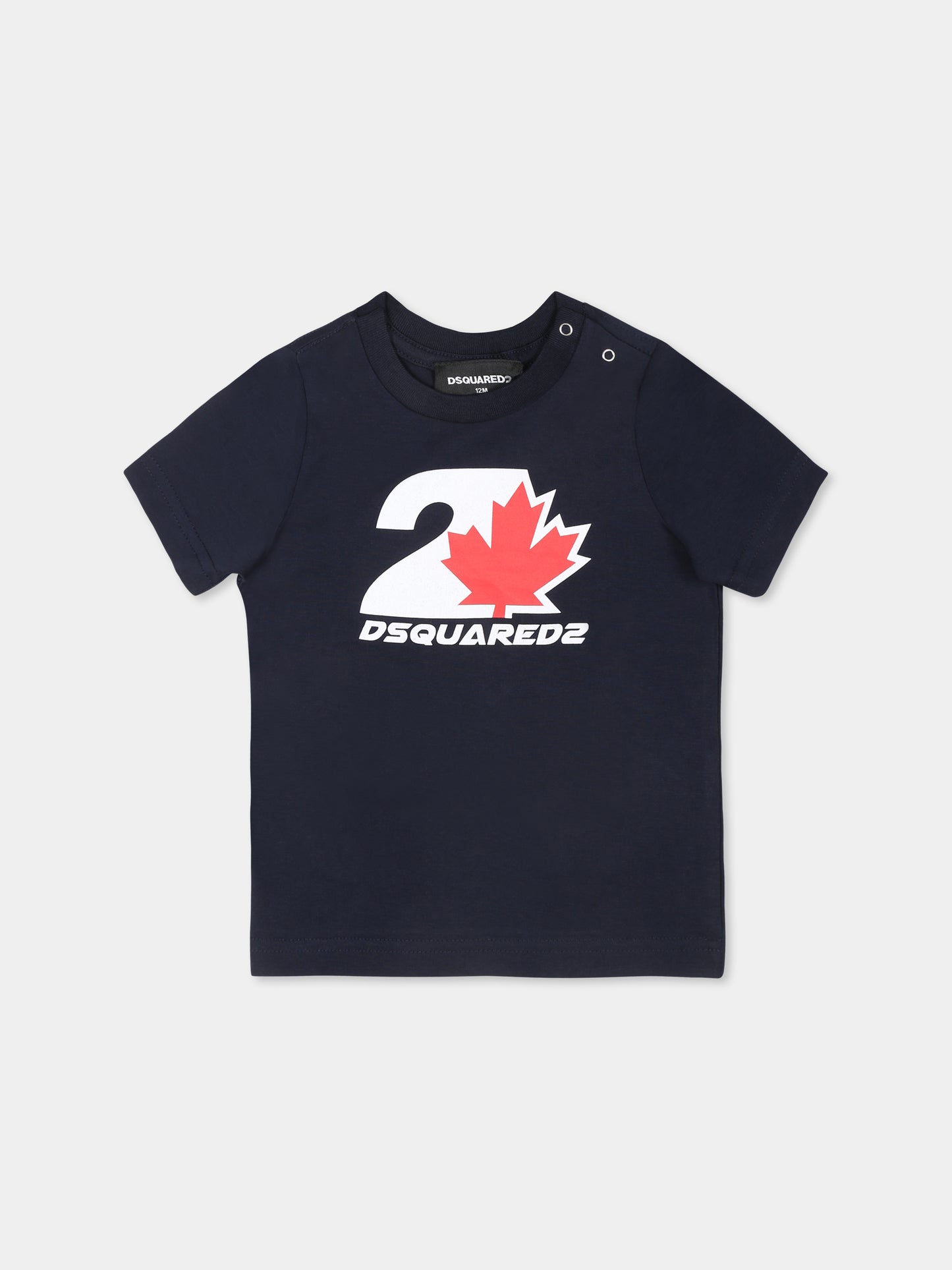 T-shirt blu per neonato con logo,Dsquared2,DQ2510 D004G D2T1086B DQ866