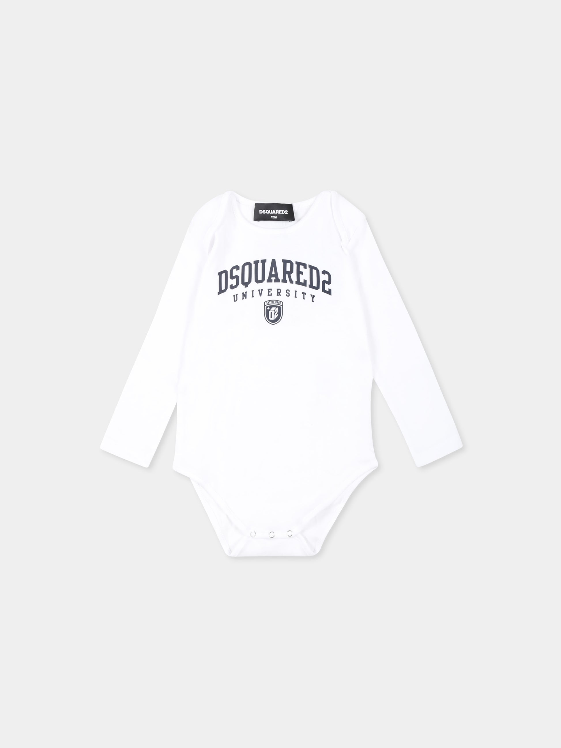 Set body bianco per neonato con logo,Dsquared2,DQ2516 D0A8U D2U93BOX DQ100