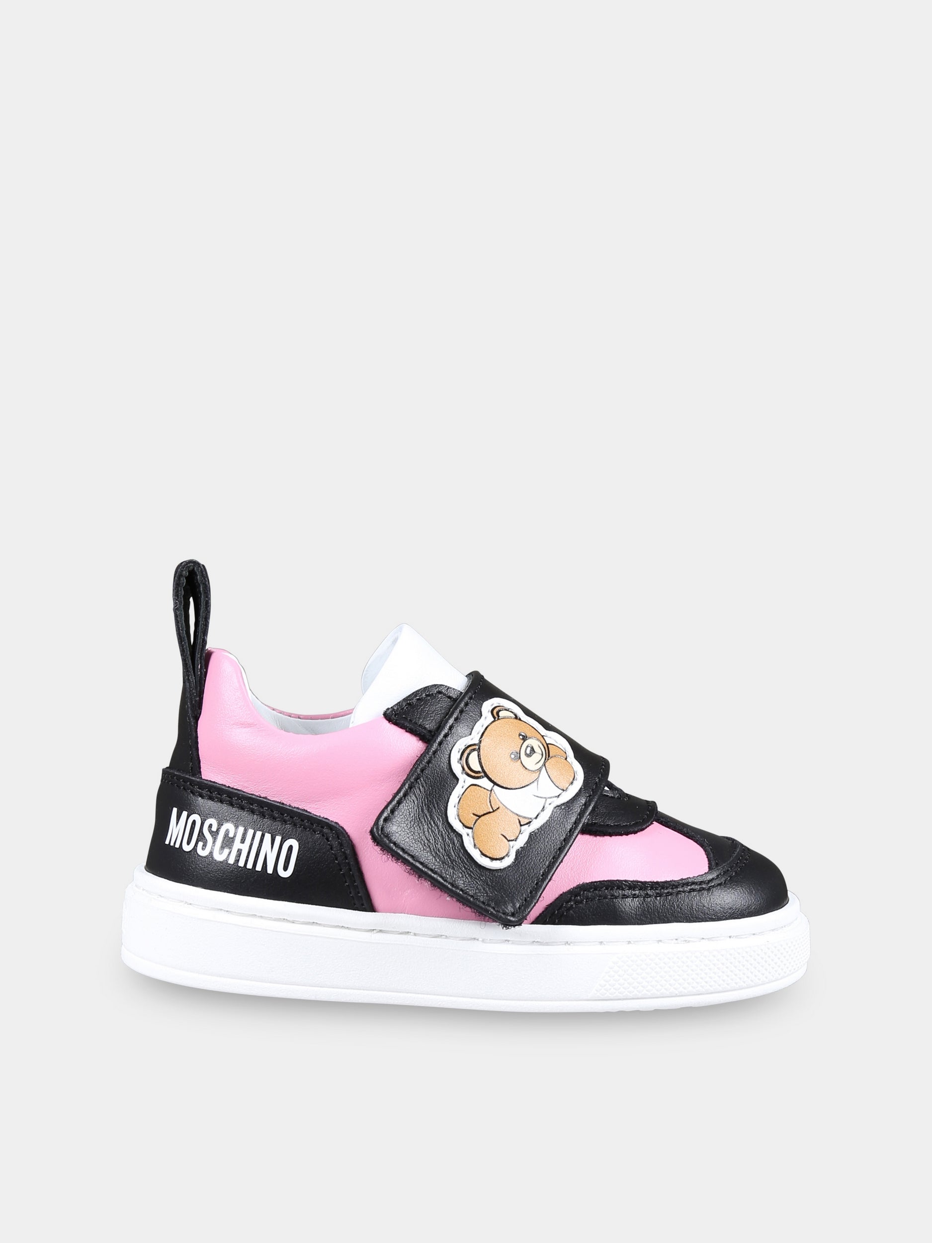 Sneakers rosa per bambina con Teddy Bear,Moschino Kids,78606 5