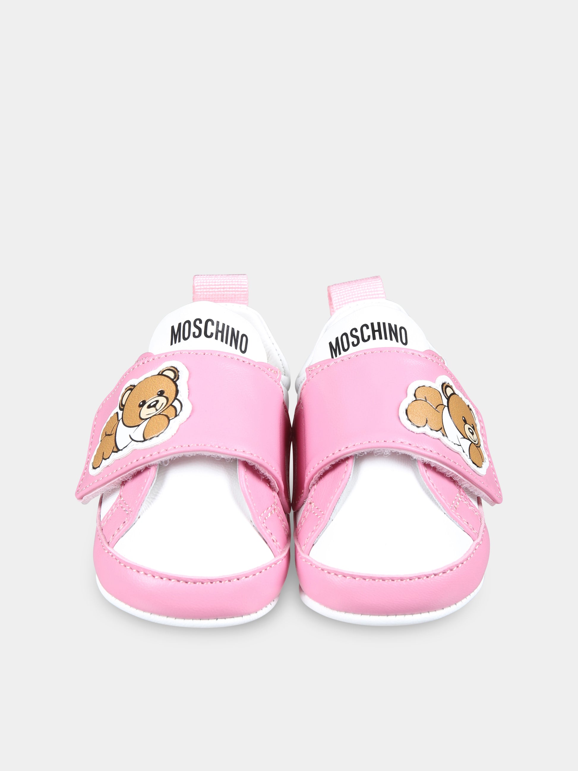 Sneakers rosa per neonata con Teddy Bear,Moschino Kids,78564 4