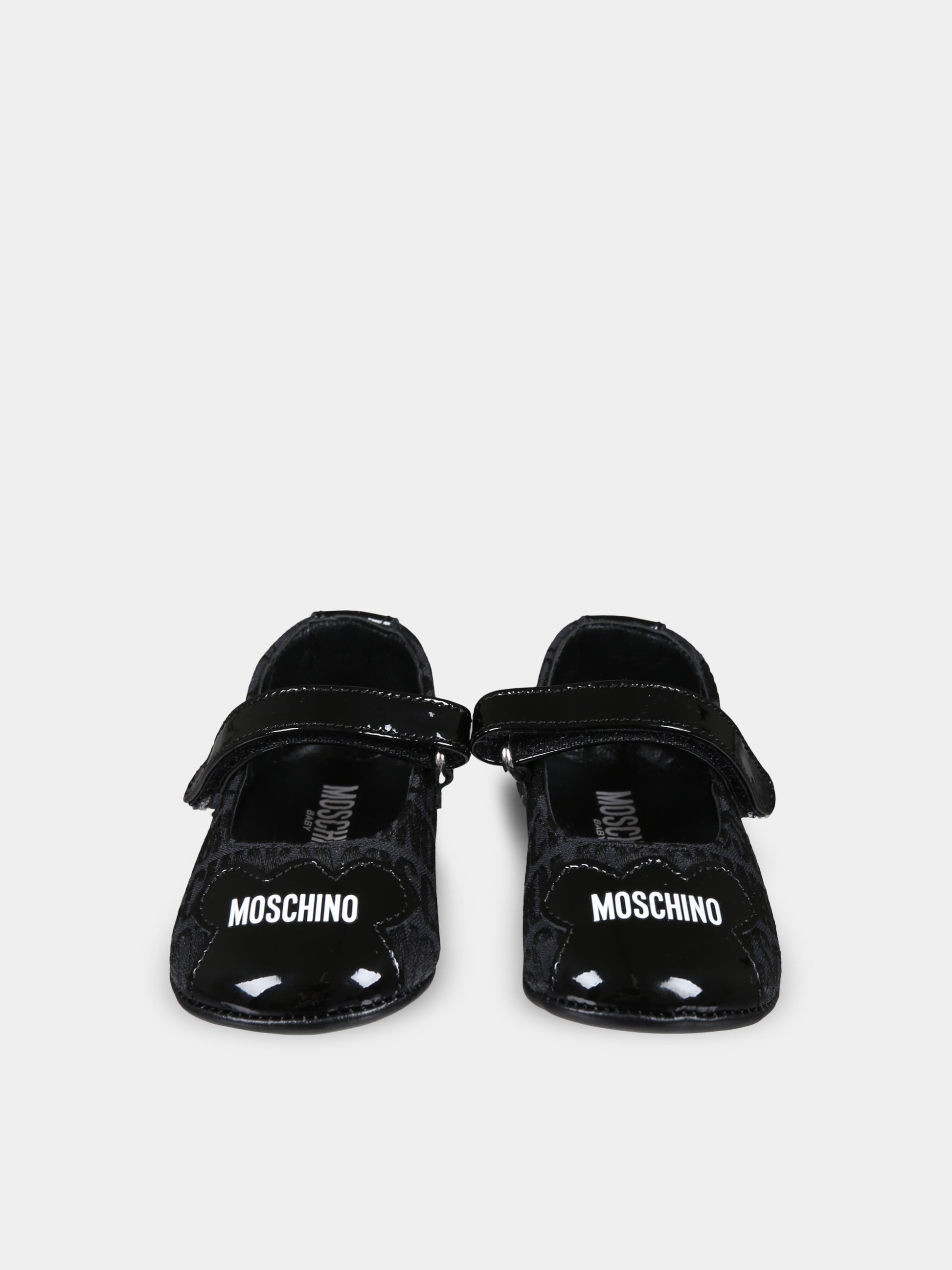 Ballerine nere per neonata con logo,Moschino Kids,78555 3