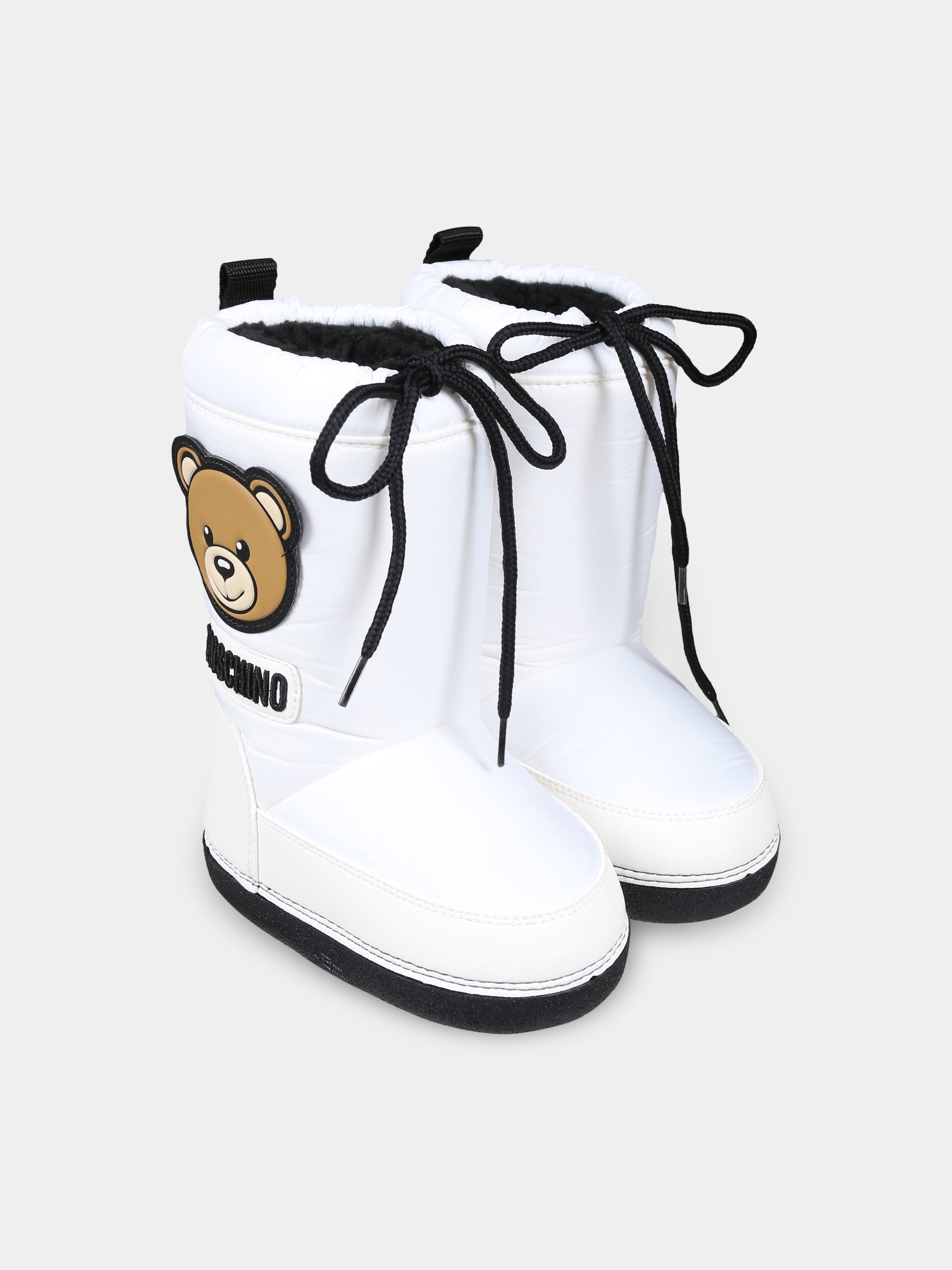 Stivali da neve bianchi per bambini con Teddy Bear,Moschino Kids,78797 2