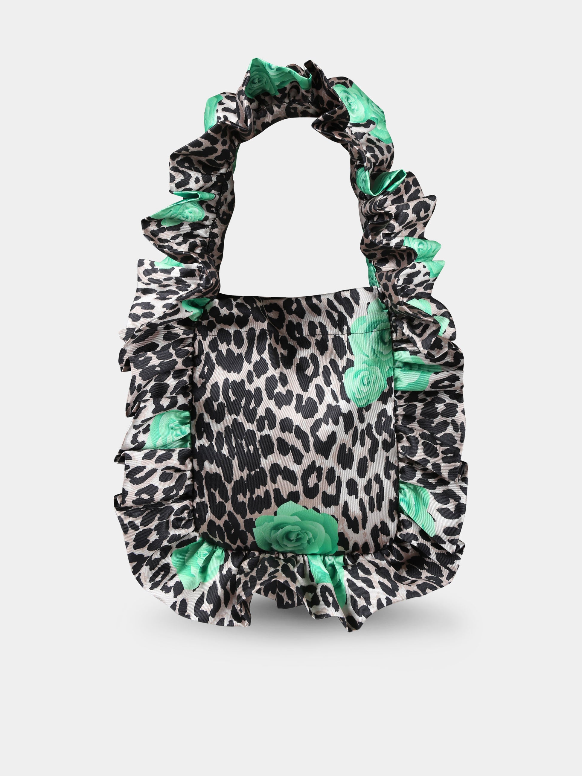 Borsa marrone per bambina con stampa animalier e rose,Caroline Bosmans,AW24 9203A 60 0019