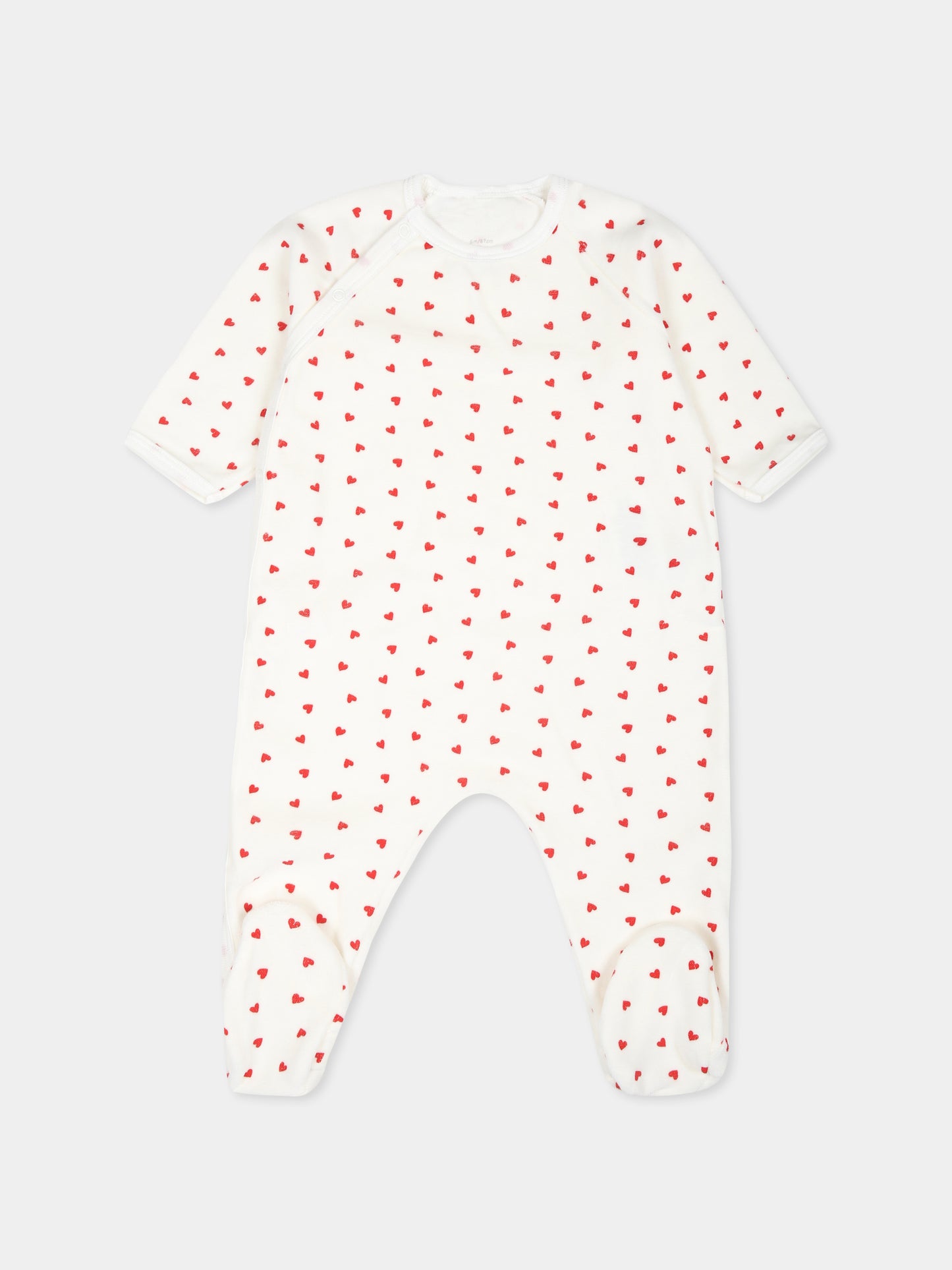 Tutina bianca per neonati con cuori,Petit Bateau,A0ARW MARSHMALLOW/TERKUIT 01