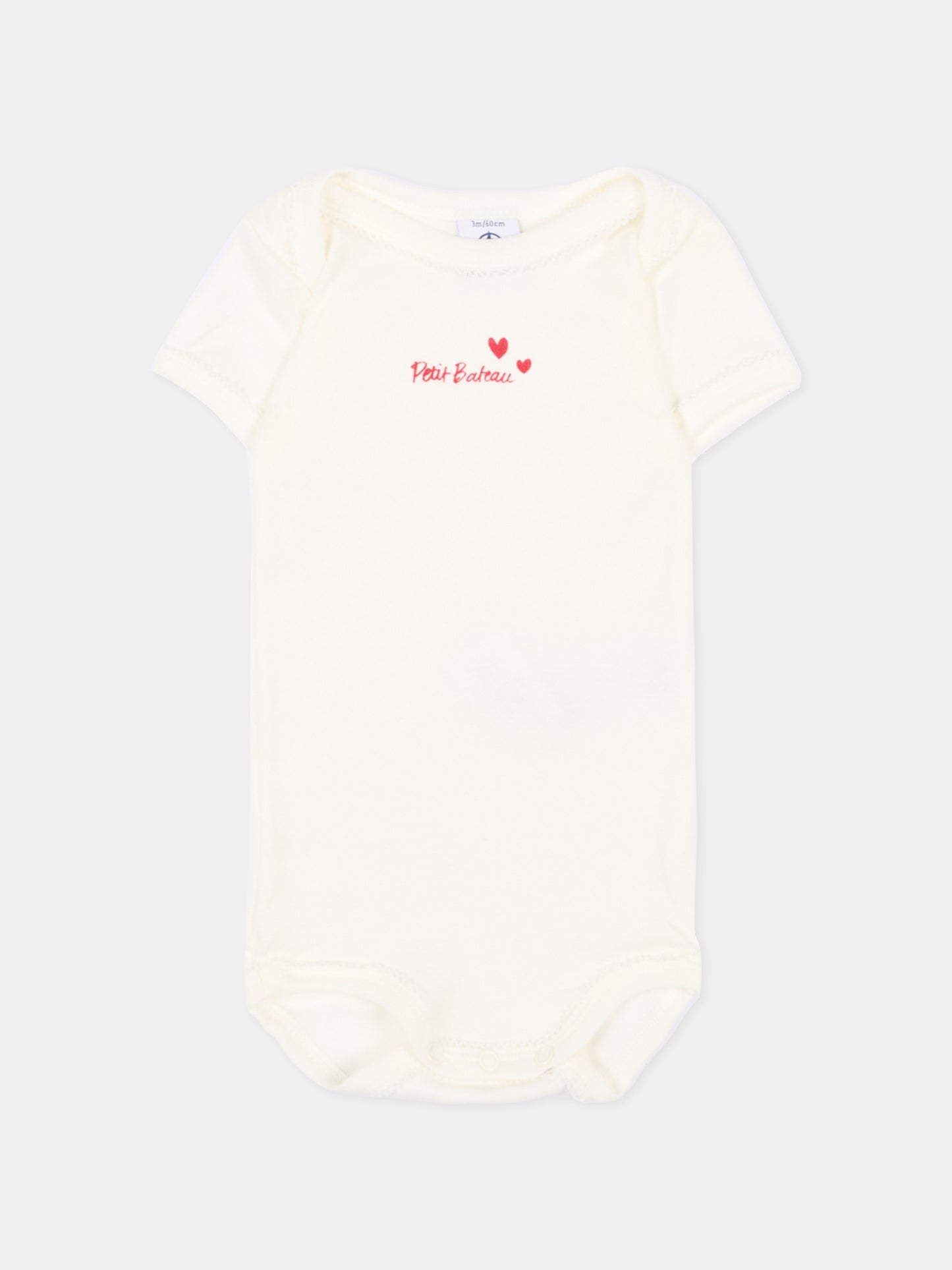 Set body avorio per neonata a cuori,Petit Bateau,A00BB VARIANTE 1 00