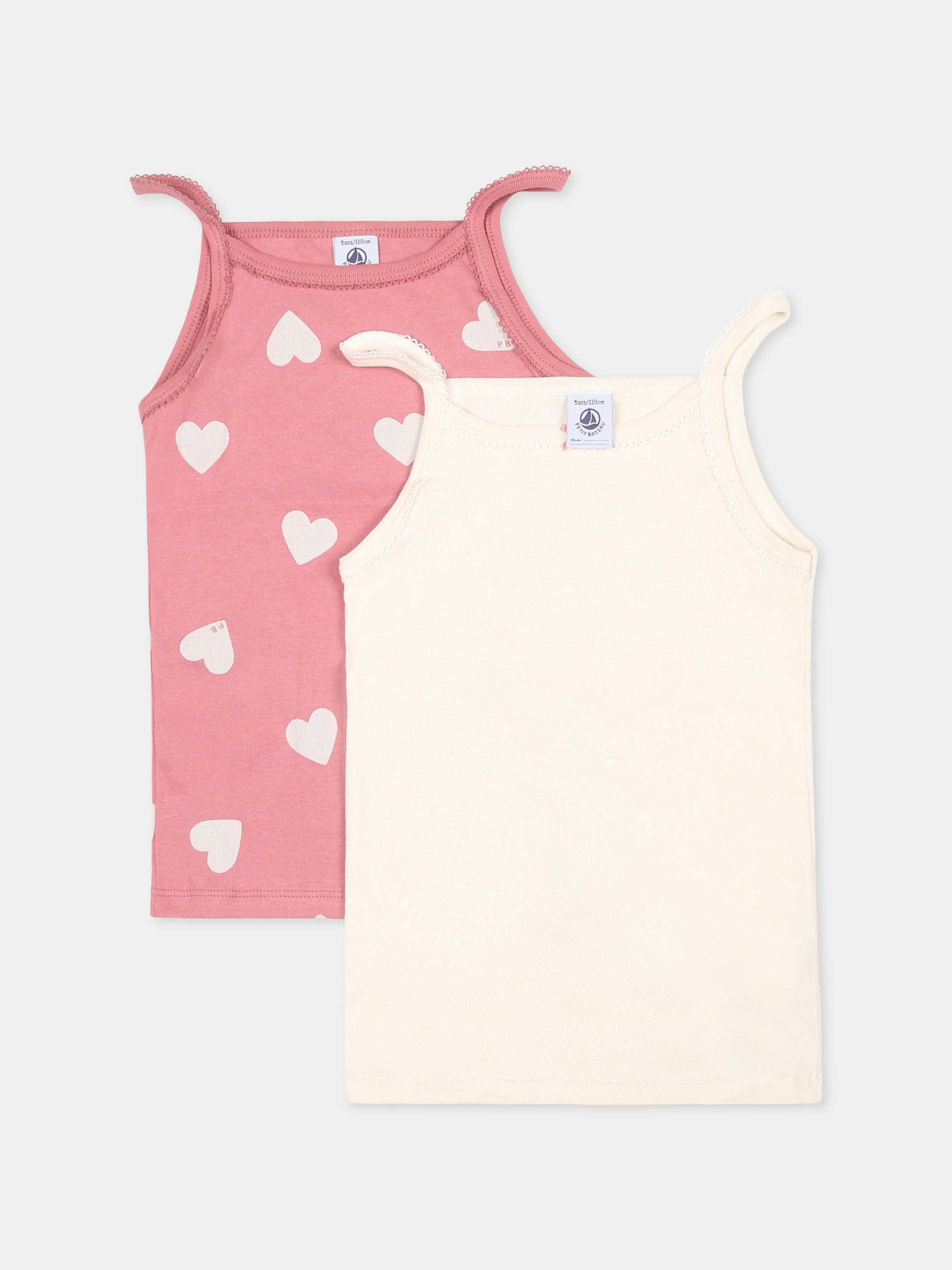 Set canottiere multicolor per bambina con cuori,Petit Bateau,A0BGP VARIANTE 1 00