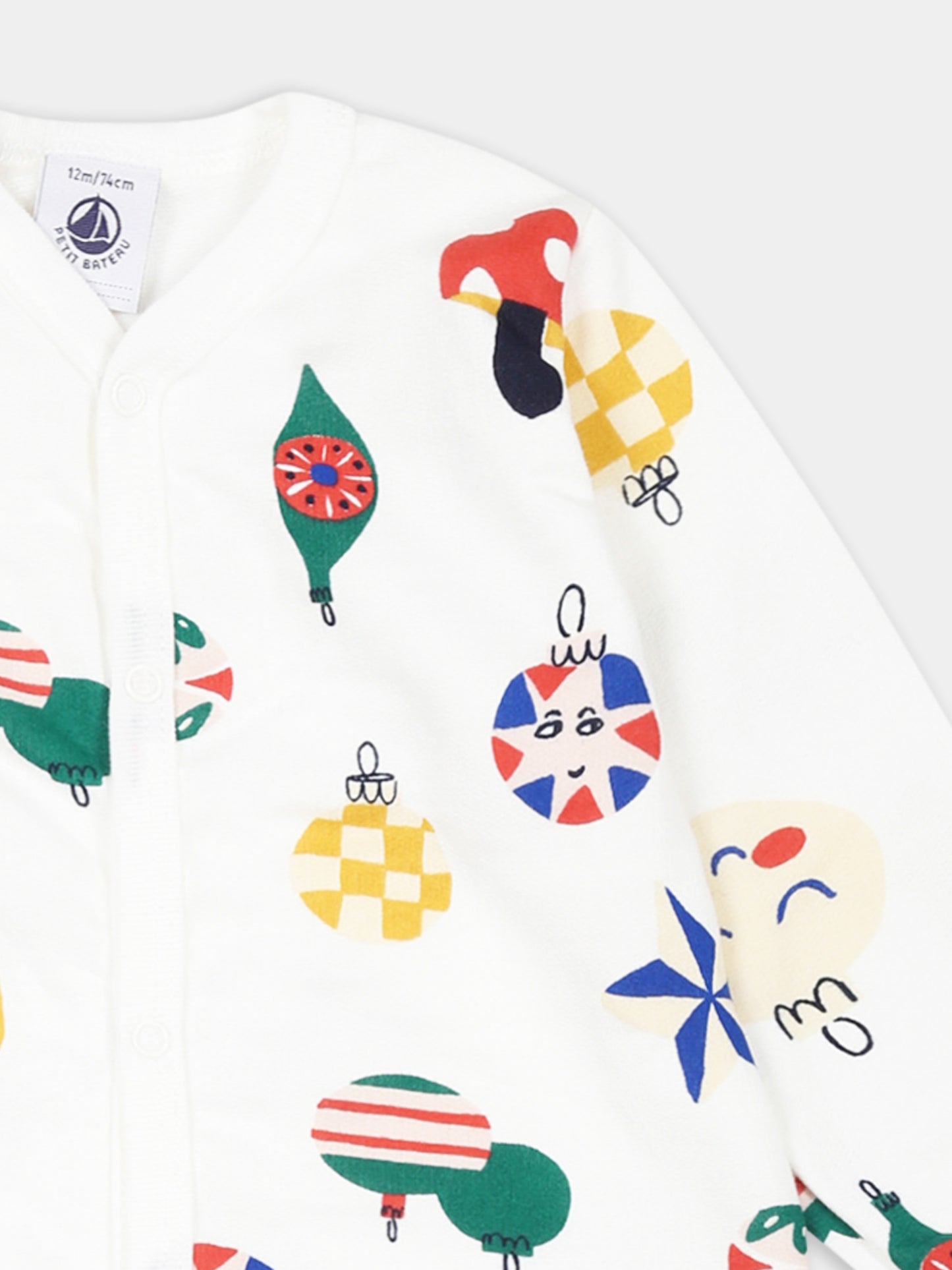 Tutina bianca per neonati con stampa natalizia