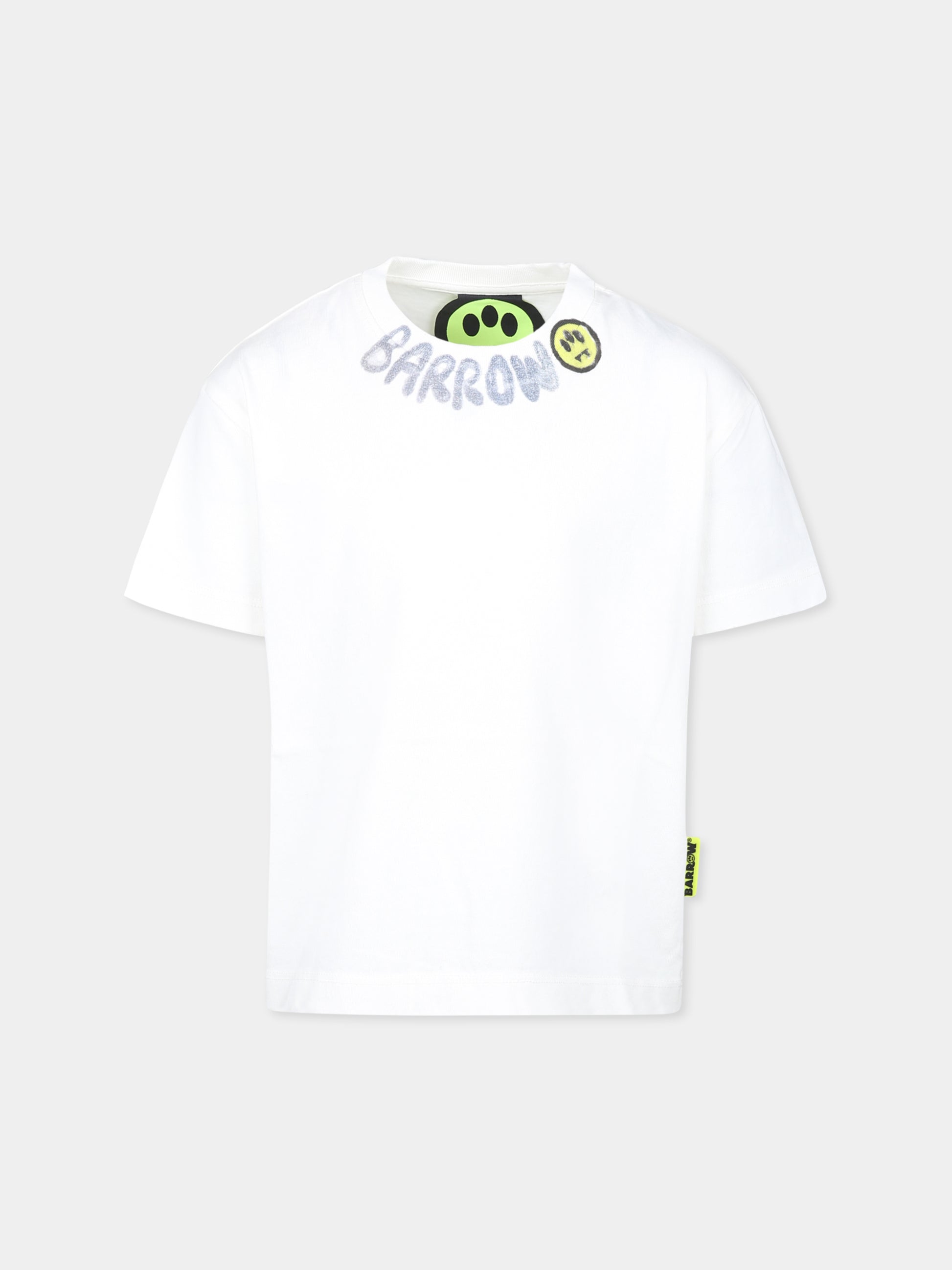 T-shirt avorio per bambini con smiley e logo,Barrow,F4BKJUTH040 002