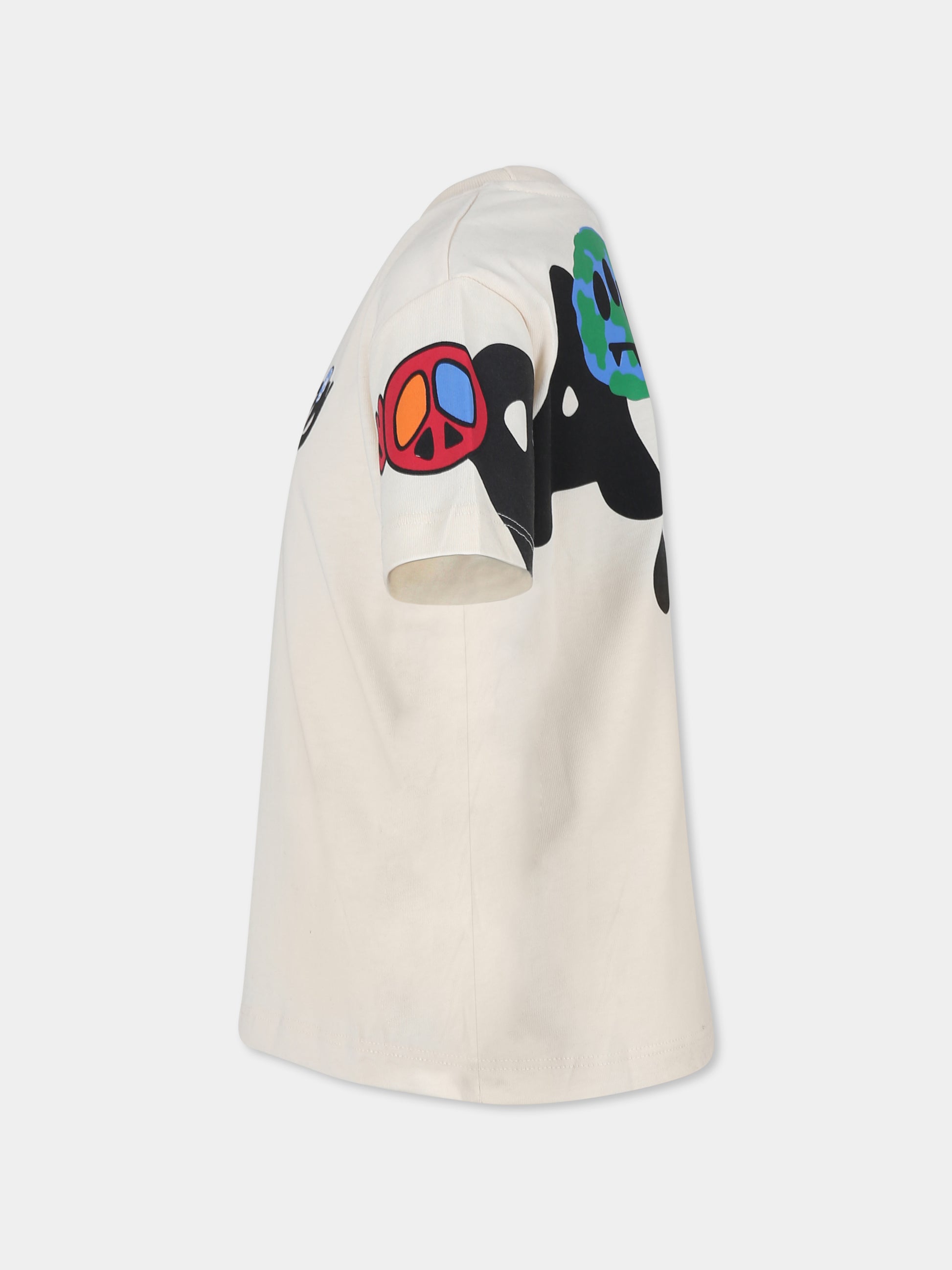 T-shir avorio per bambini con smile e logo,Barrow,F4BKJUTH070 013