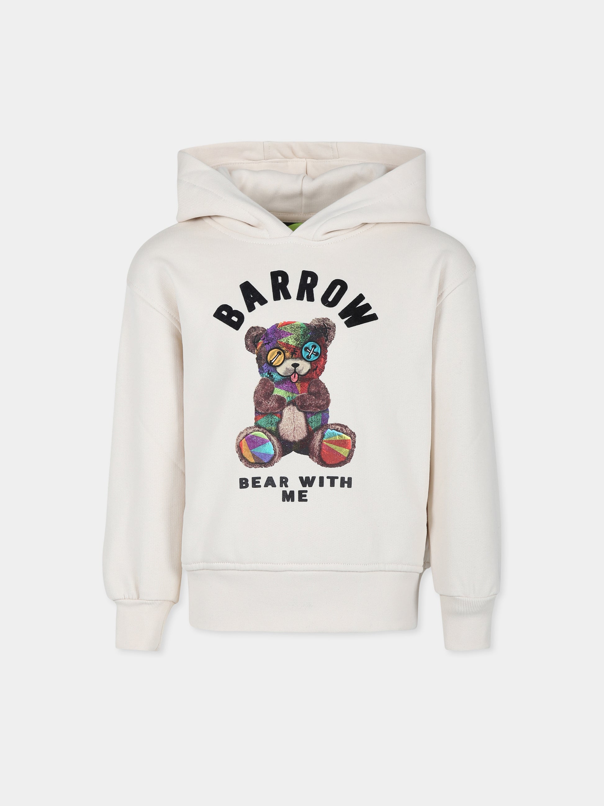 Felpa avorio per bambini con stampa orso,Barrow,F4BKJUHS059 013